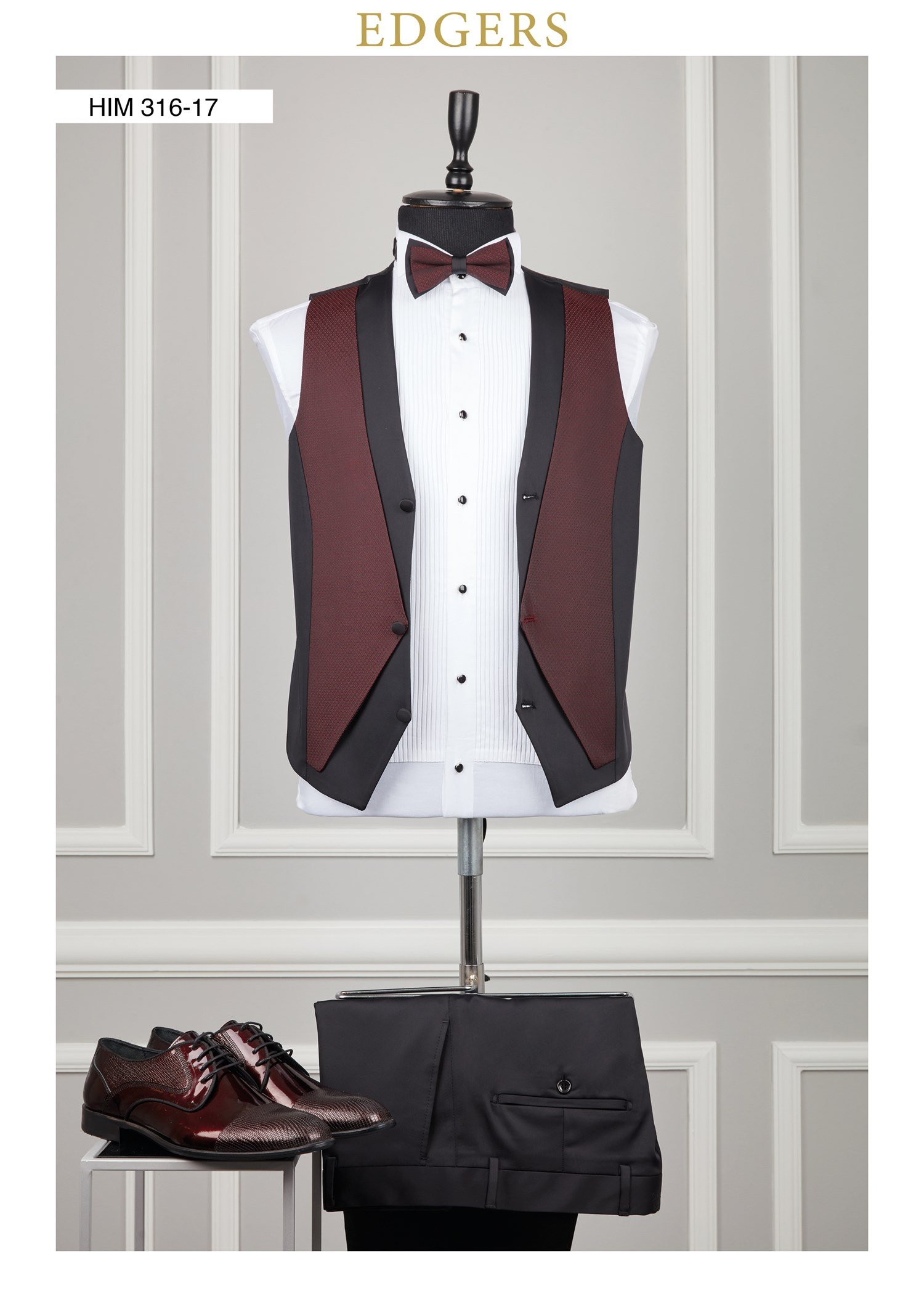 Black Maroon Shawl Collar Wedding Suit Wholesale