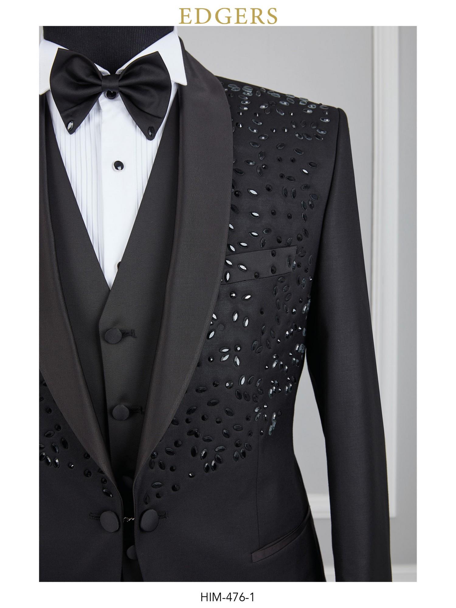 Shawl Collar Jeweled Black Tuxedo Wholesale