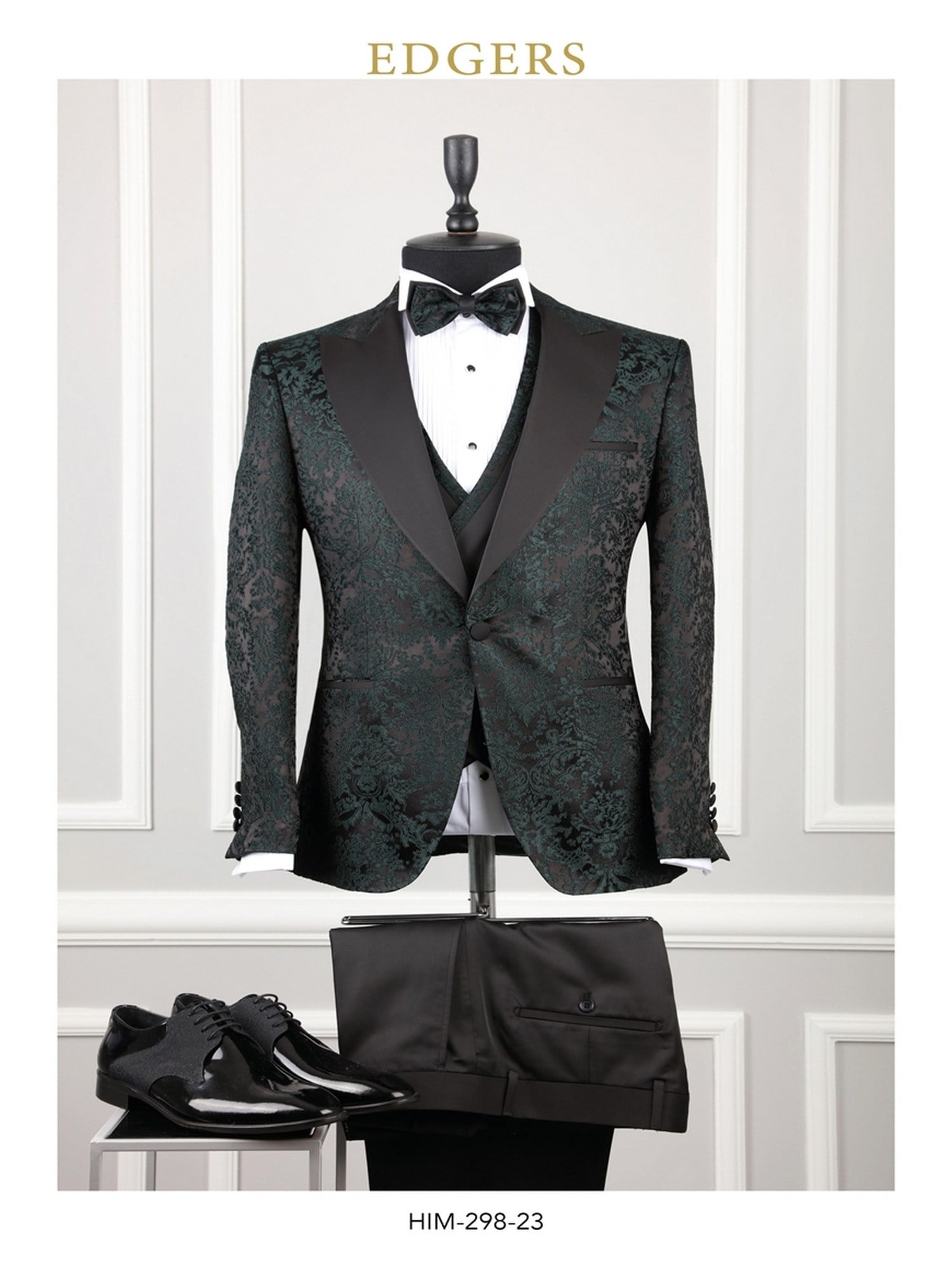 Single Breasted Dark Green Slim Fit Vested Tuxedo Wholesale