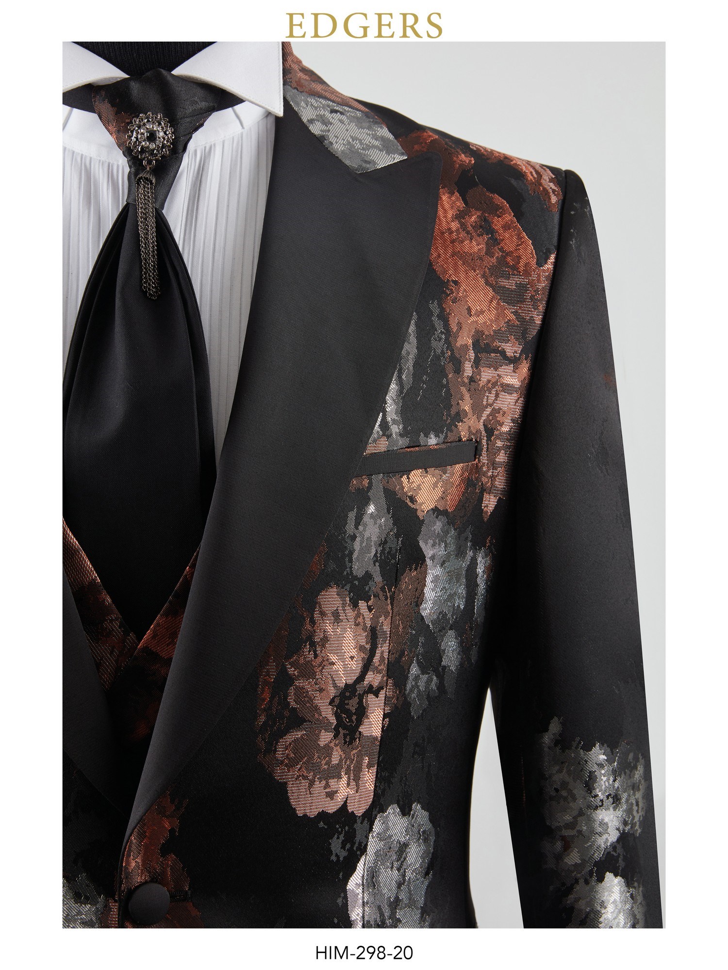 Slim Fit Black Patterned Wedding Suit Wholesale