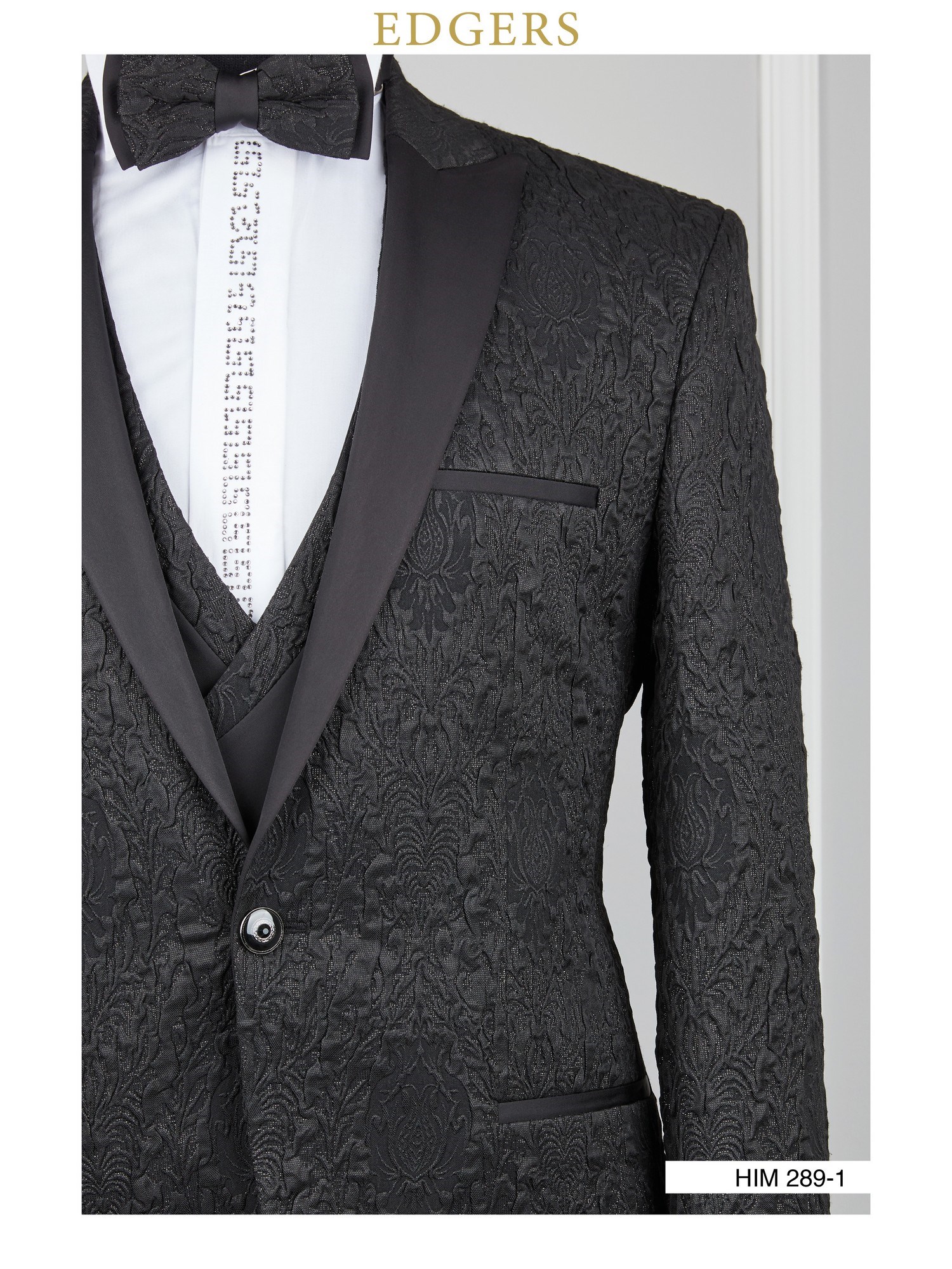 Black Patterned One-Button Wedding Suit Wholesale