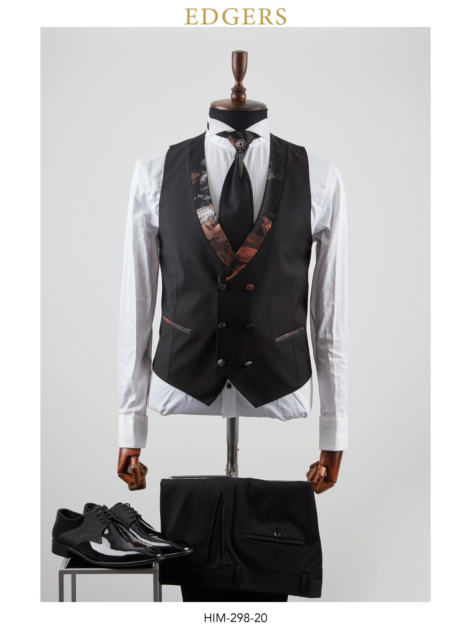 Slim Fit Black Patterned Wedding Suit Wholesale