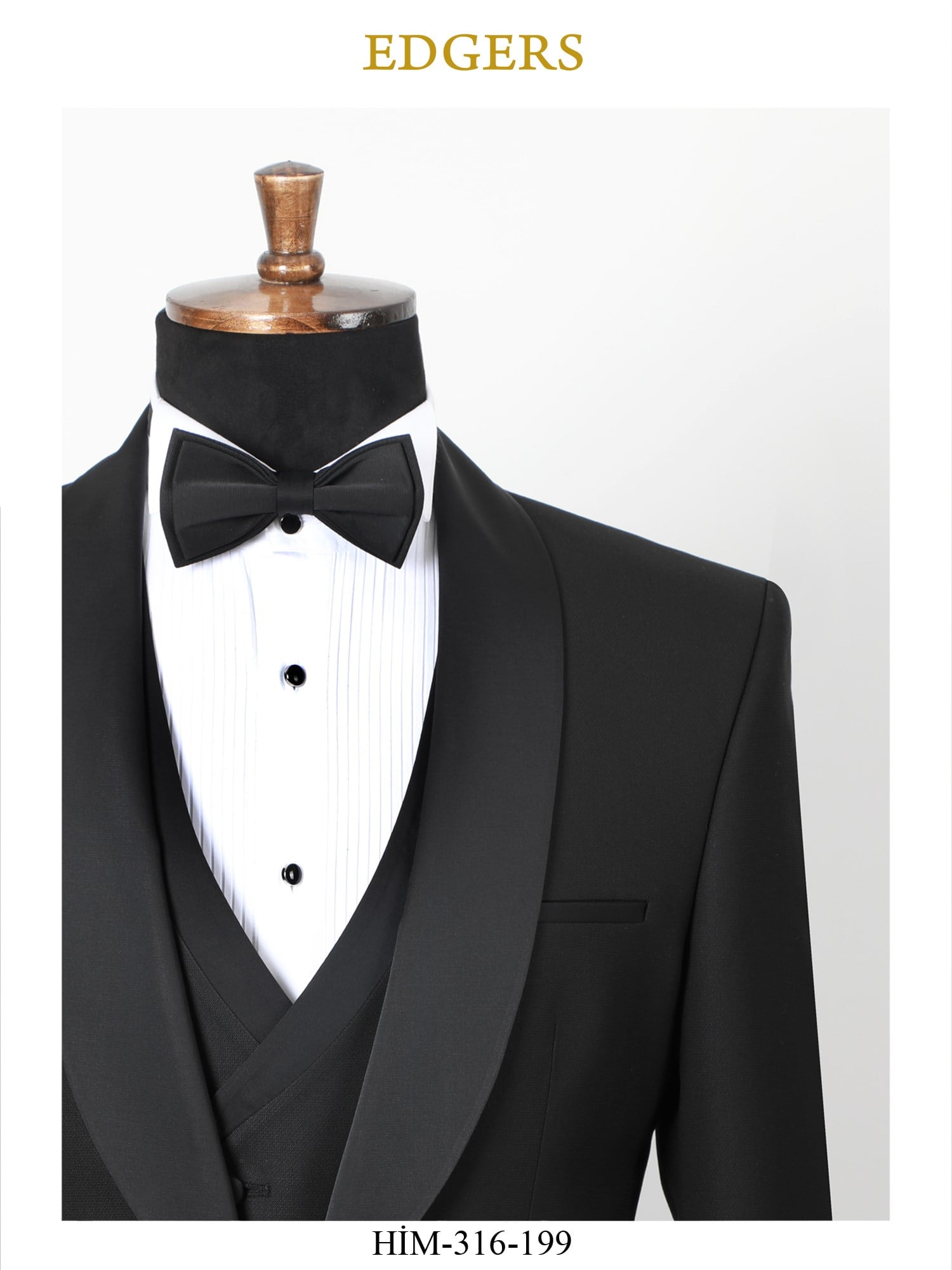 Single Breasted Black Slim Fit Vested Shawl Collar Tuxedo Wholesale