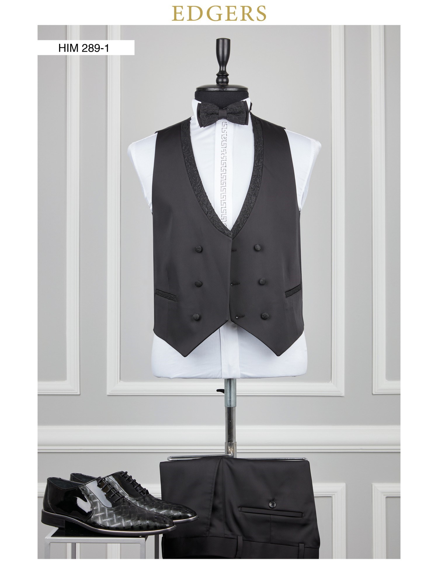 Black Patterned One-Button Wedding Suit Wholesale
