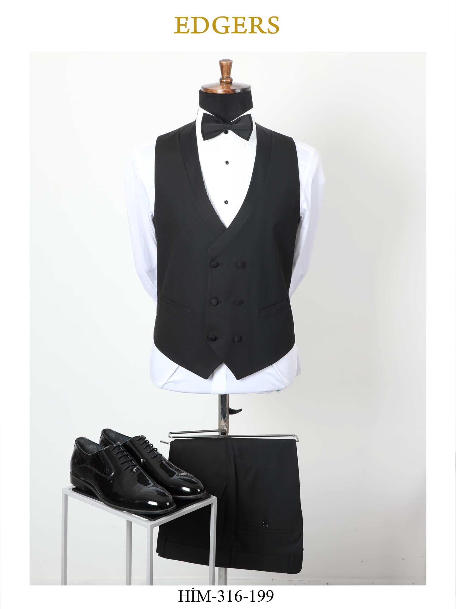 Single Breasted Black Slim Fit Vested Shawl Collar Tuxedo Wholesale
