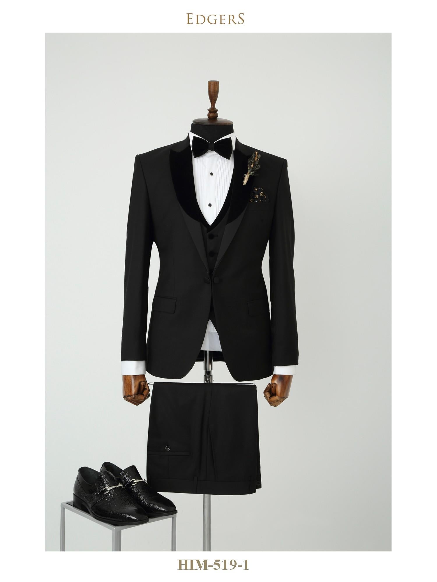 Velvet Collar Vest Black Tuxedo Wholesale