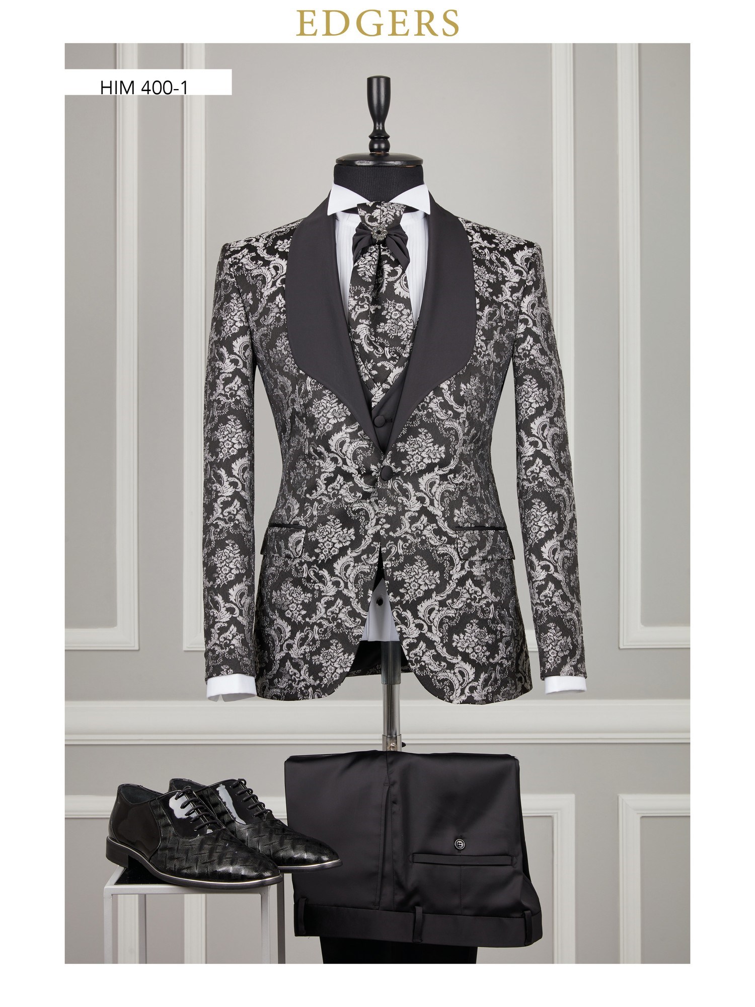Black Silver Patterned Tuxedo Wholesale