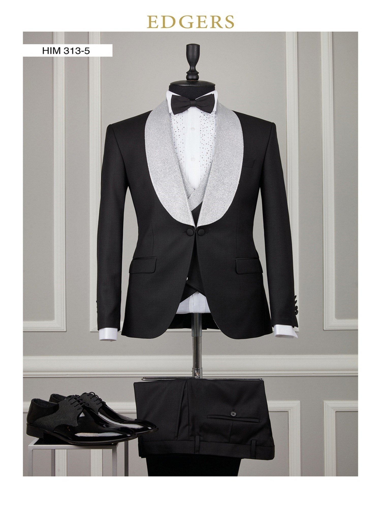 Grey Sparkly Collar Vest Tuxedo Wholesale