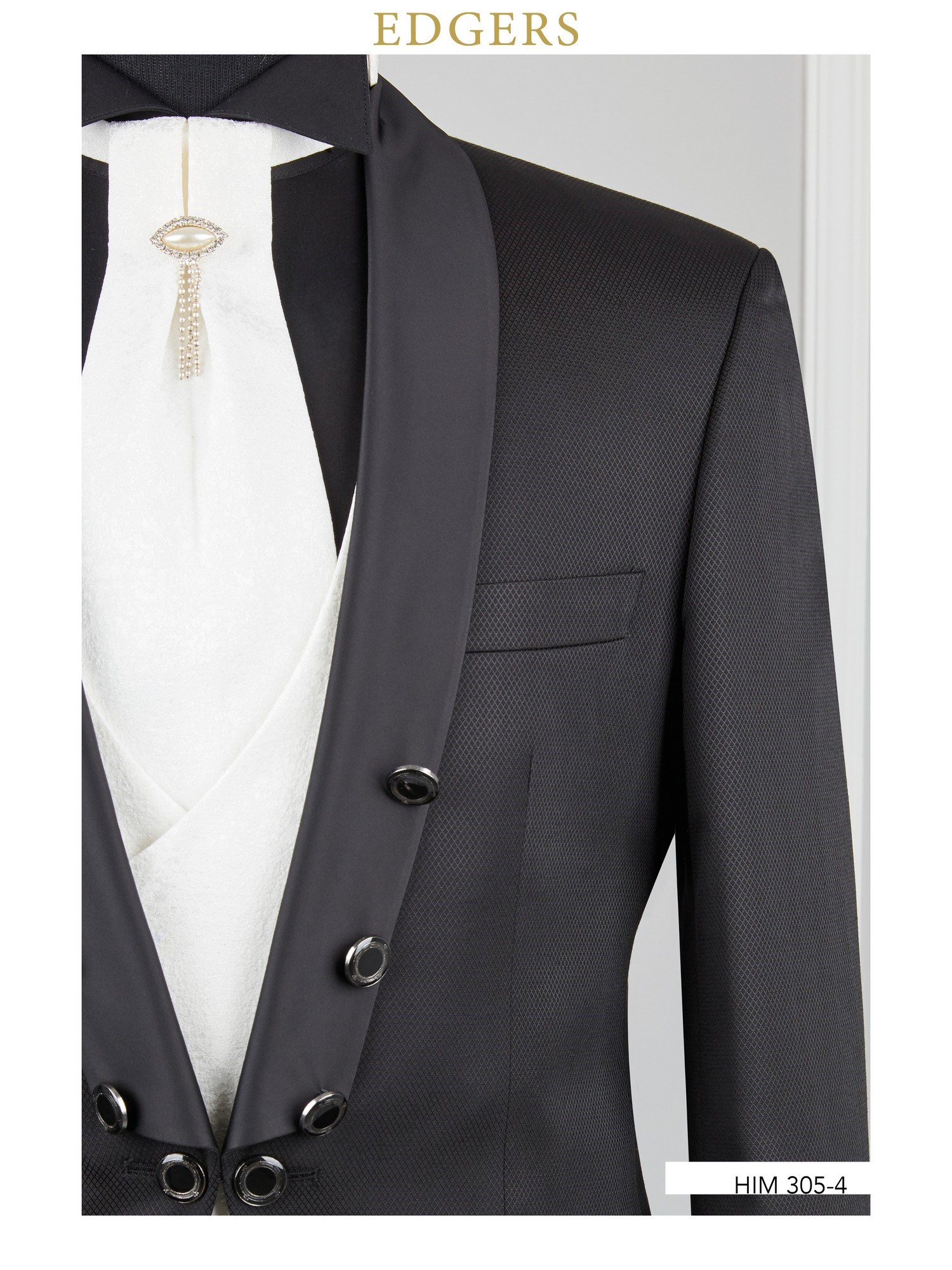 One-Button Black White Wedding Suit Wholesale