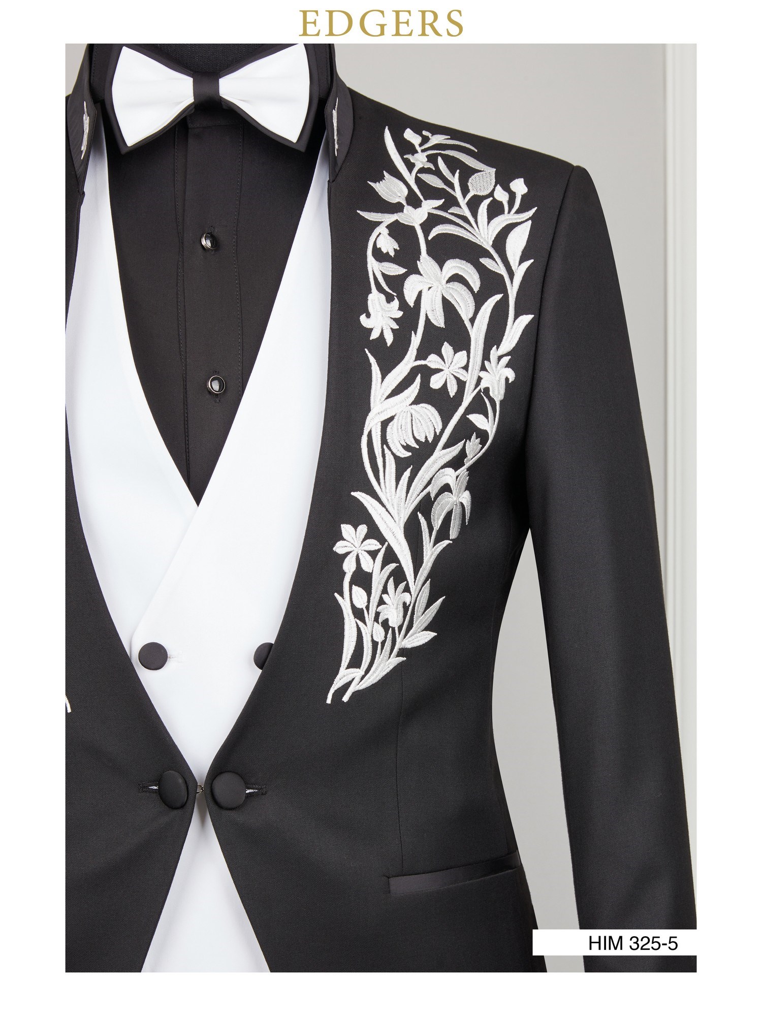 Wing Collar Black White Wedding Suit Wholesale