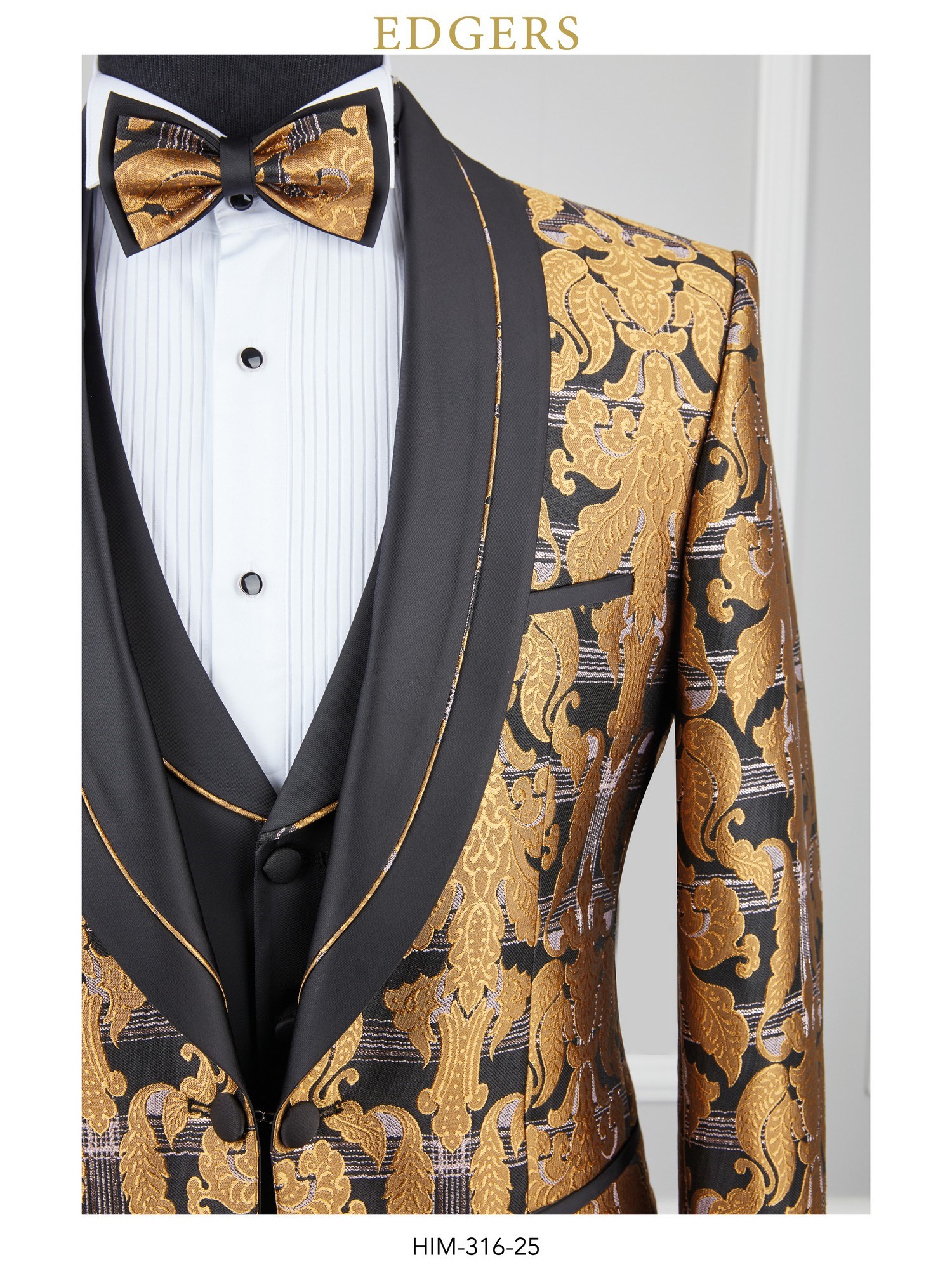 Gold Floral Slim Fit Wedding Suit Wholesale