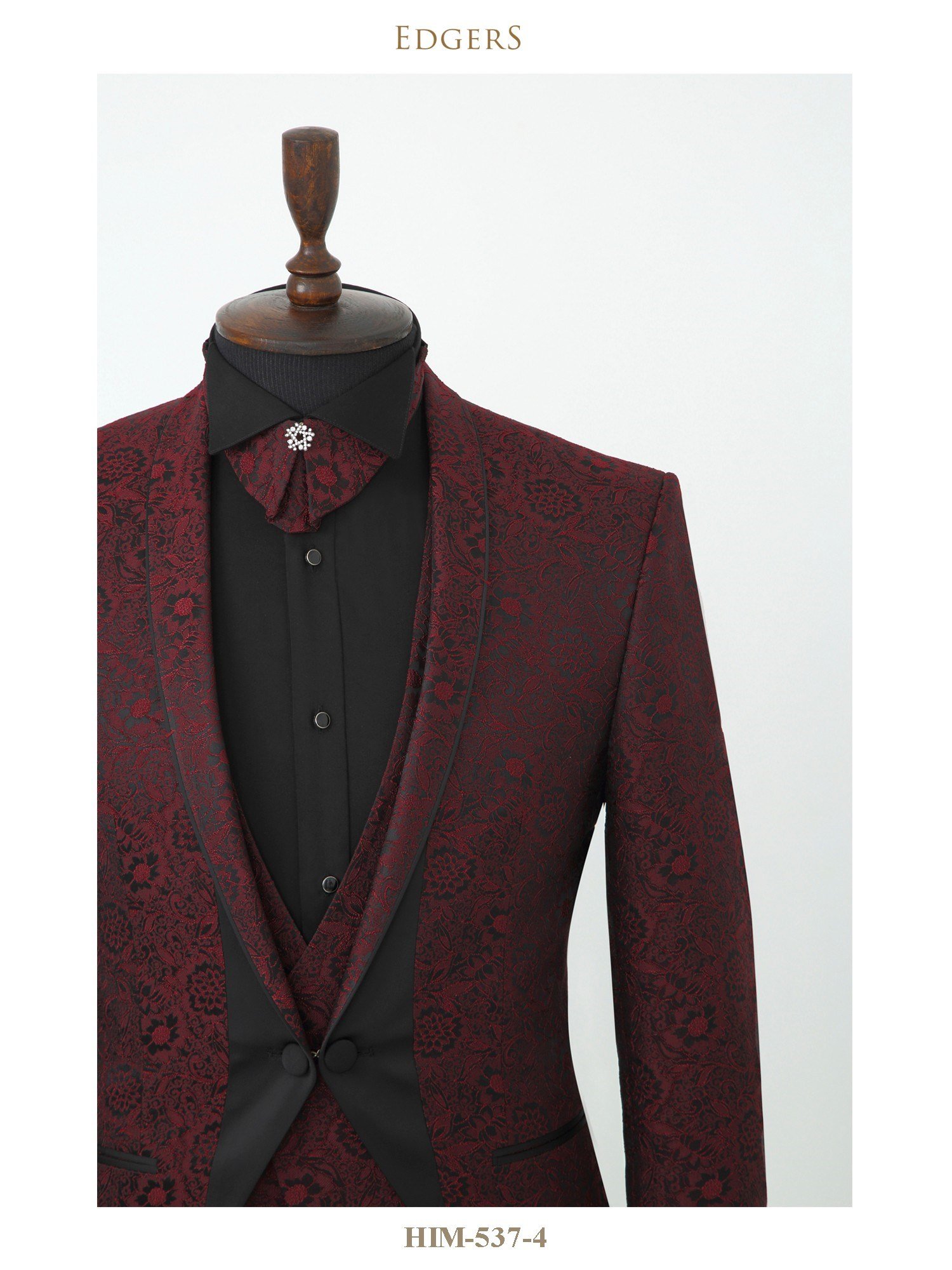 Slim Fit Maroon Patterned Tuxedo Wholesale