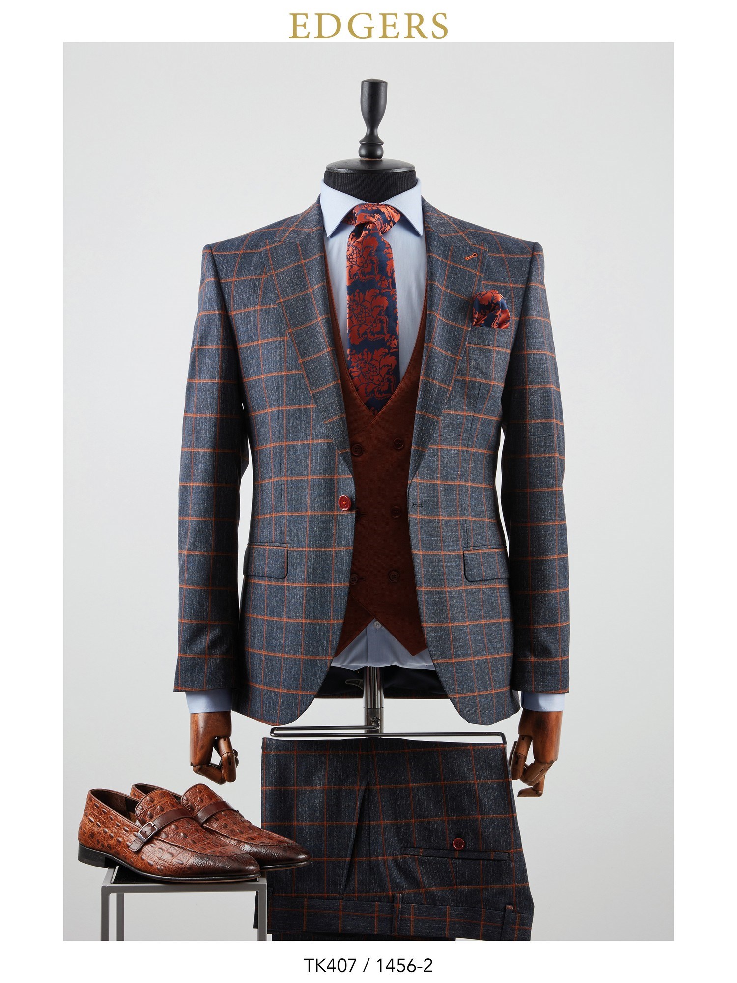 Slim Fit Maroon Patterned Men's Suit Wholesale