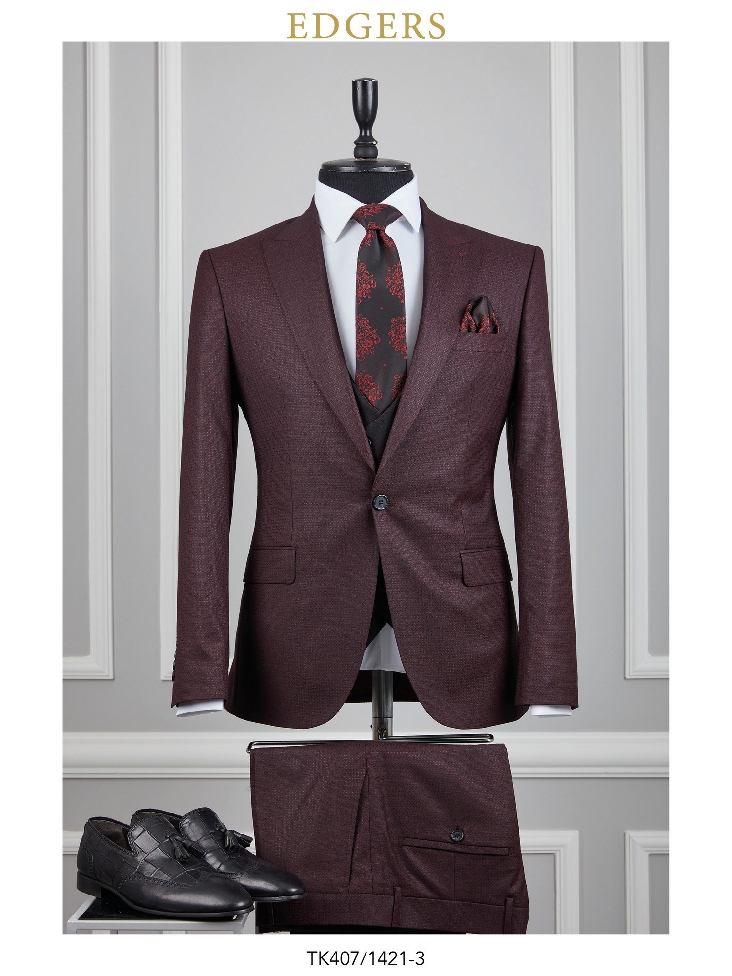 Maroon One Button Men's Suit Wholesale