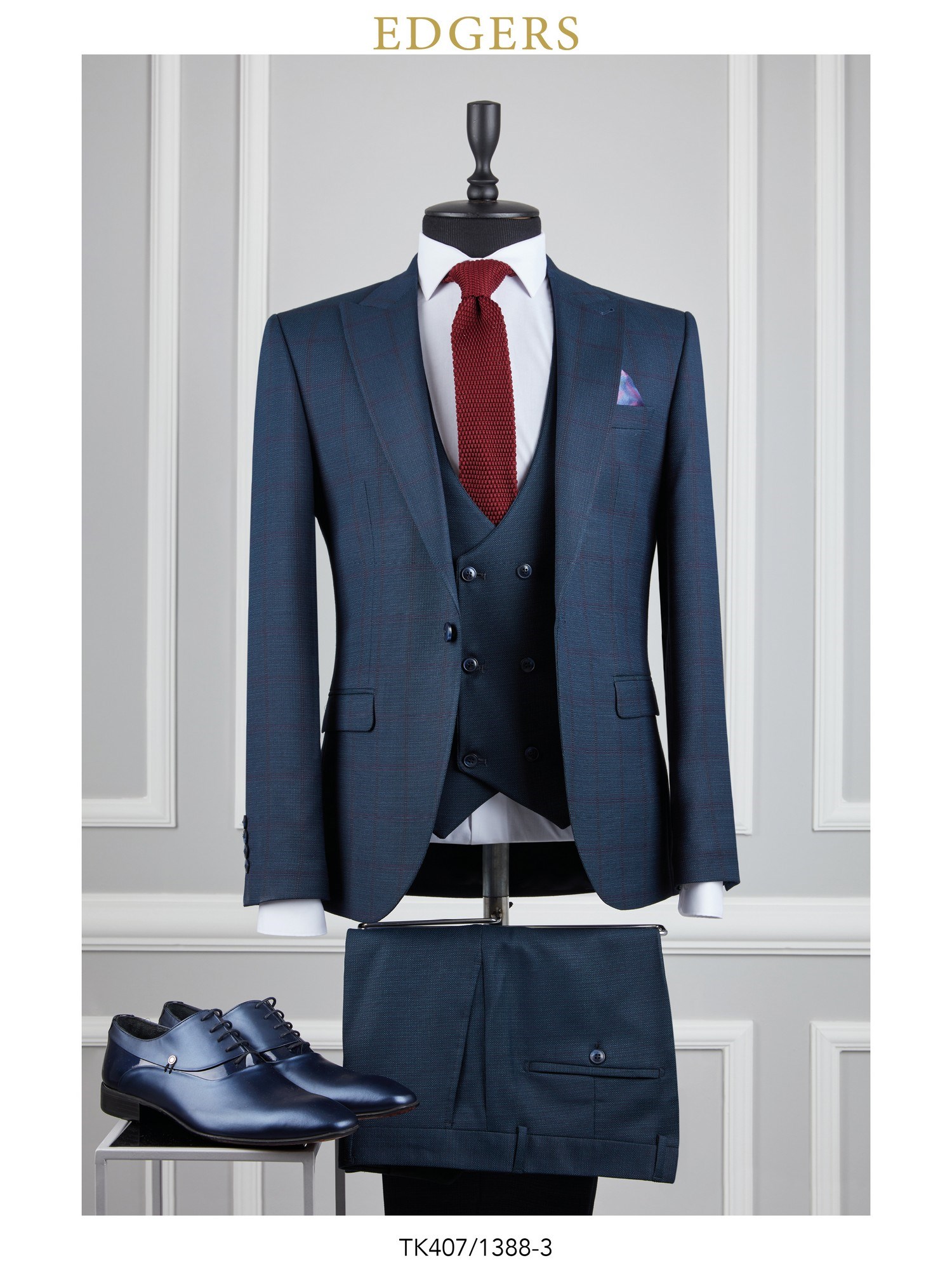 Dark-Blue Vest Men's Suit Wholesale