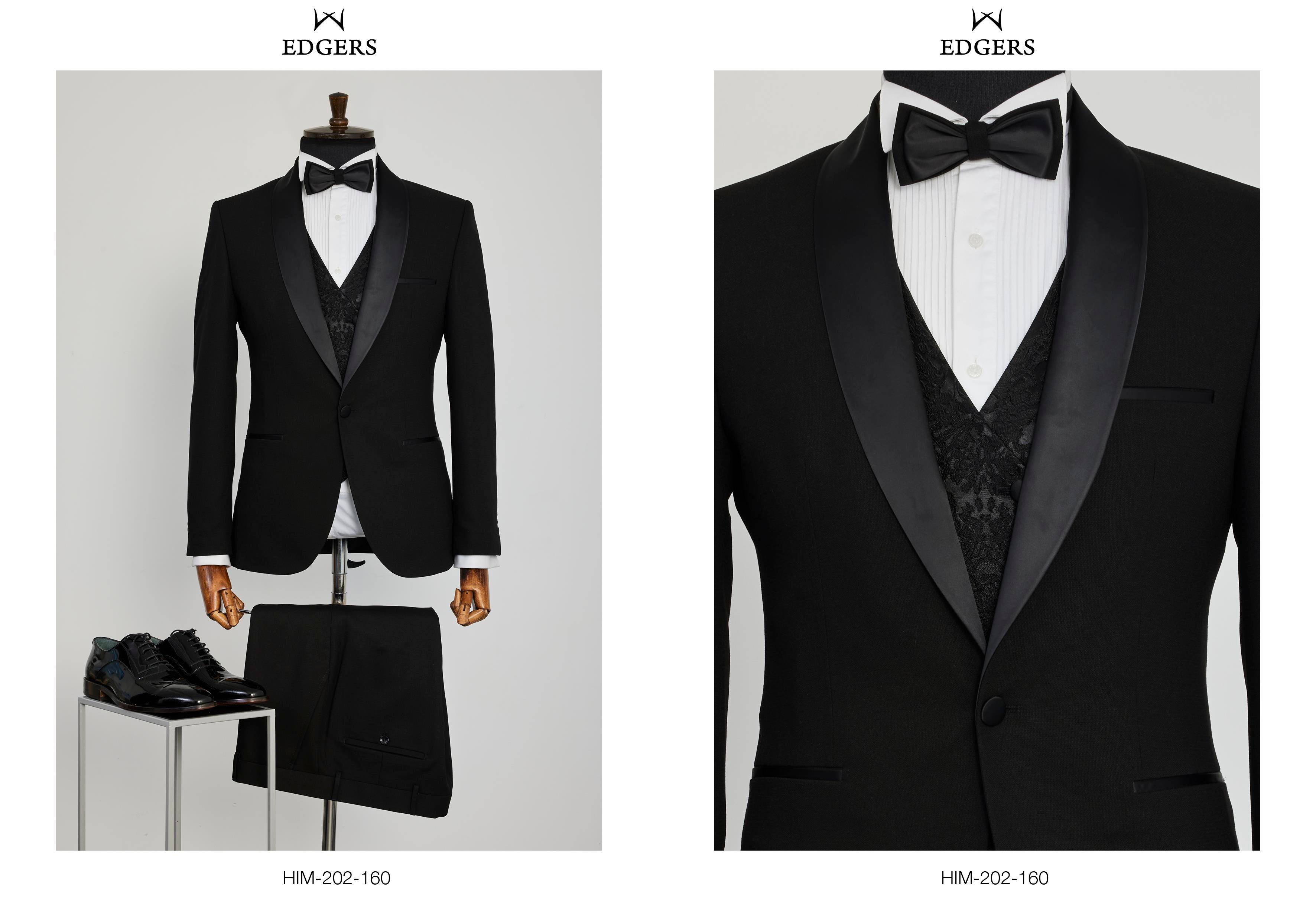 Edgers Tek Düğme Yelekli  Slim Fit Damatlık Takım HİM 202