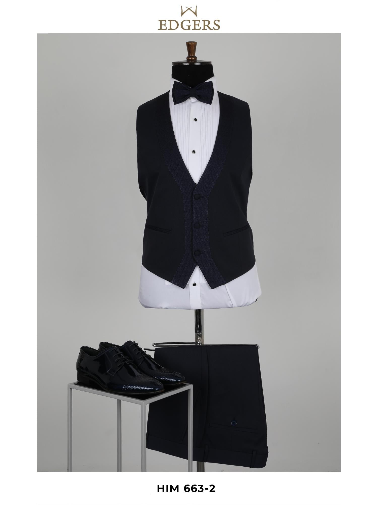 Edgers Tek Düğme Yelekli  Slim Fit Damatlık Takım HİM 663