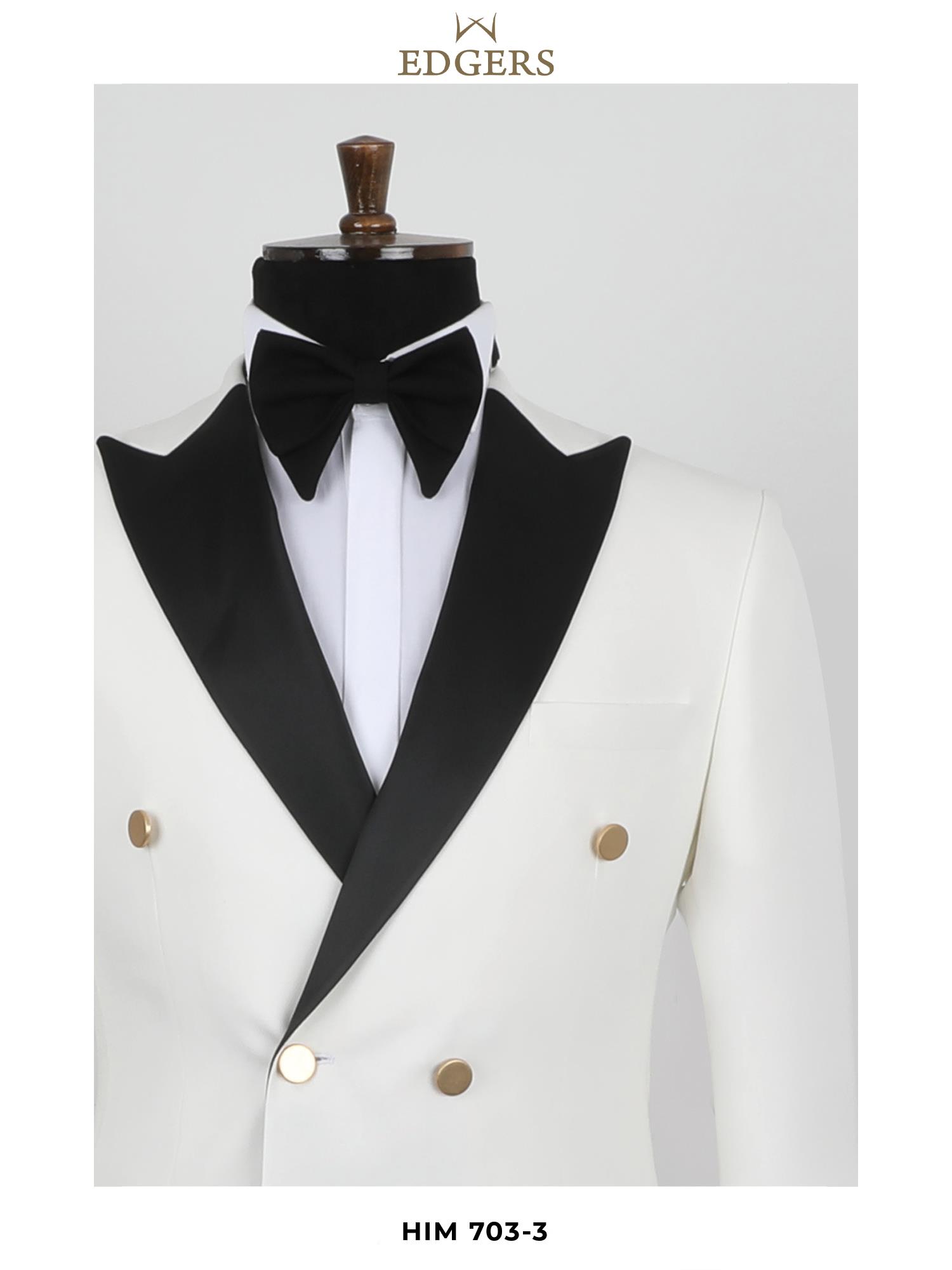 White Double Breasted Slim Fit Tuxedo Wholesale