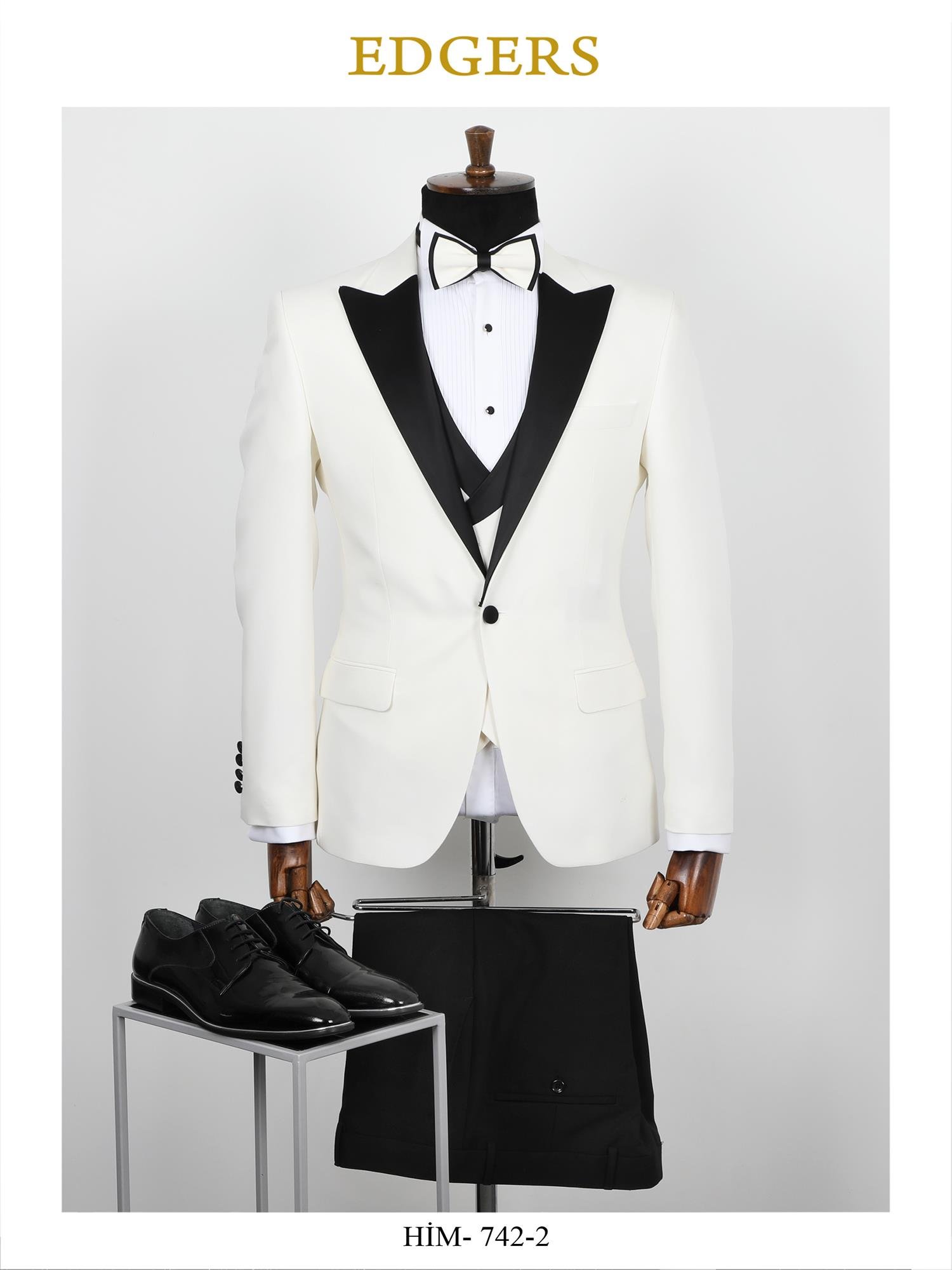 Edgers Tek Düğme Yelekli  Slim Fit Damatlık Takım HİM 742