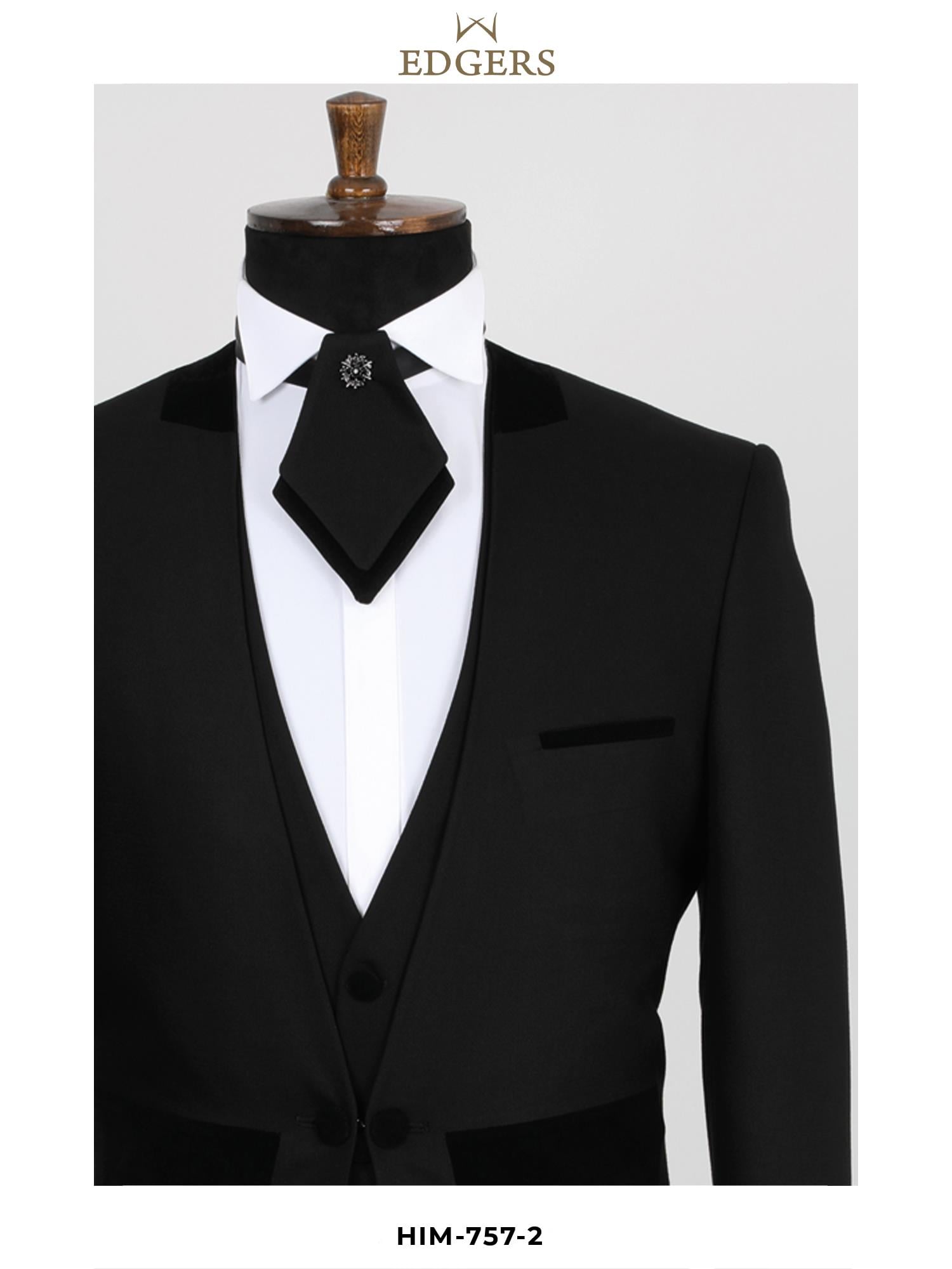 Edgers Tek Düğme Yelekli  Slim Fit Damatlık Takım HIM 757