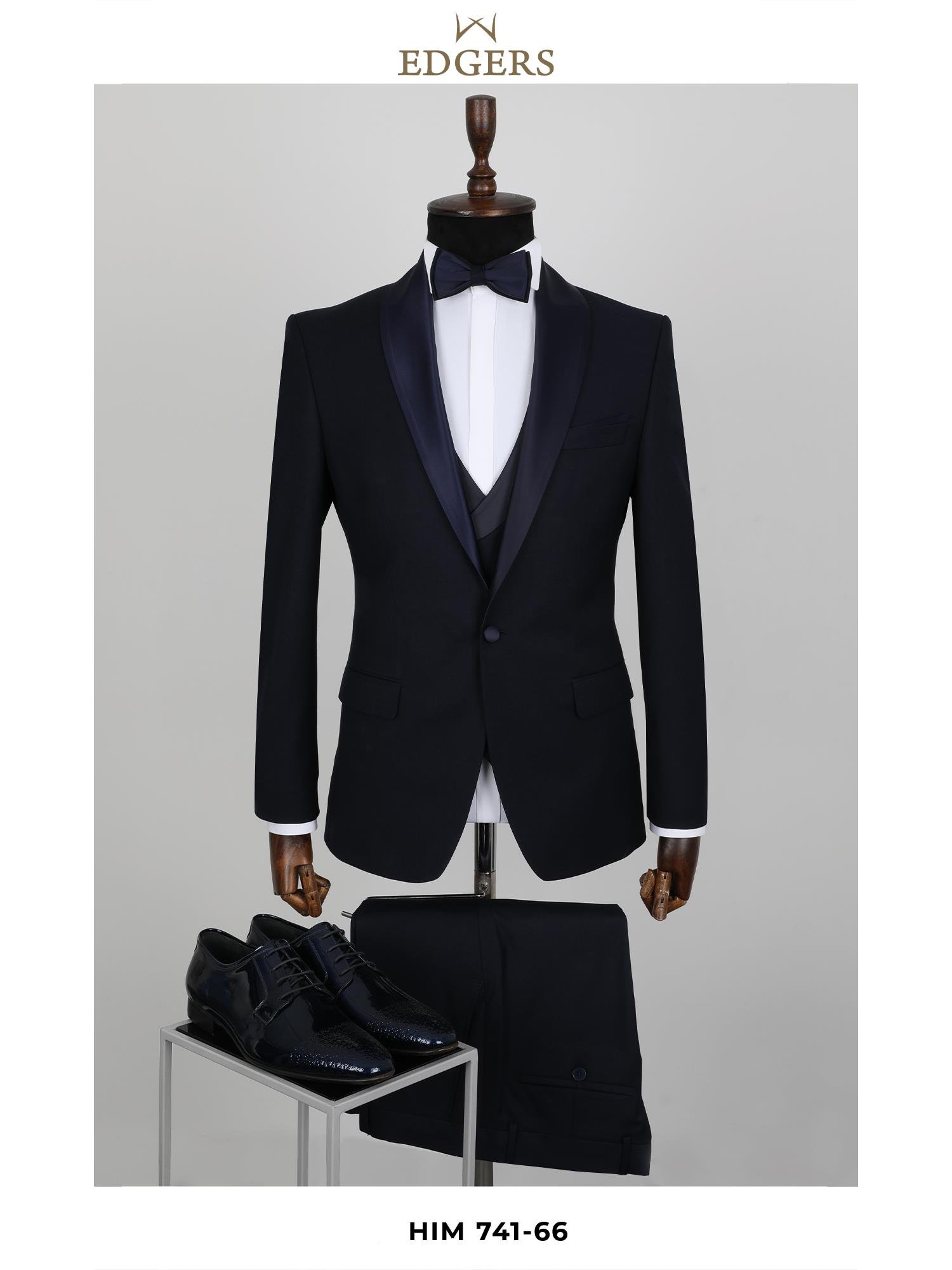 Edgers Tek Düğme Yelekli  Slim Fit Damatlık Takım HİM 741