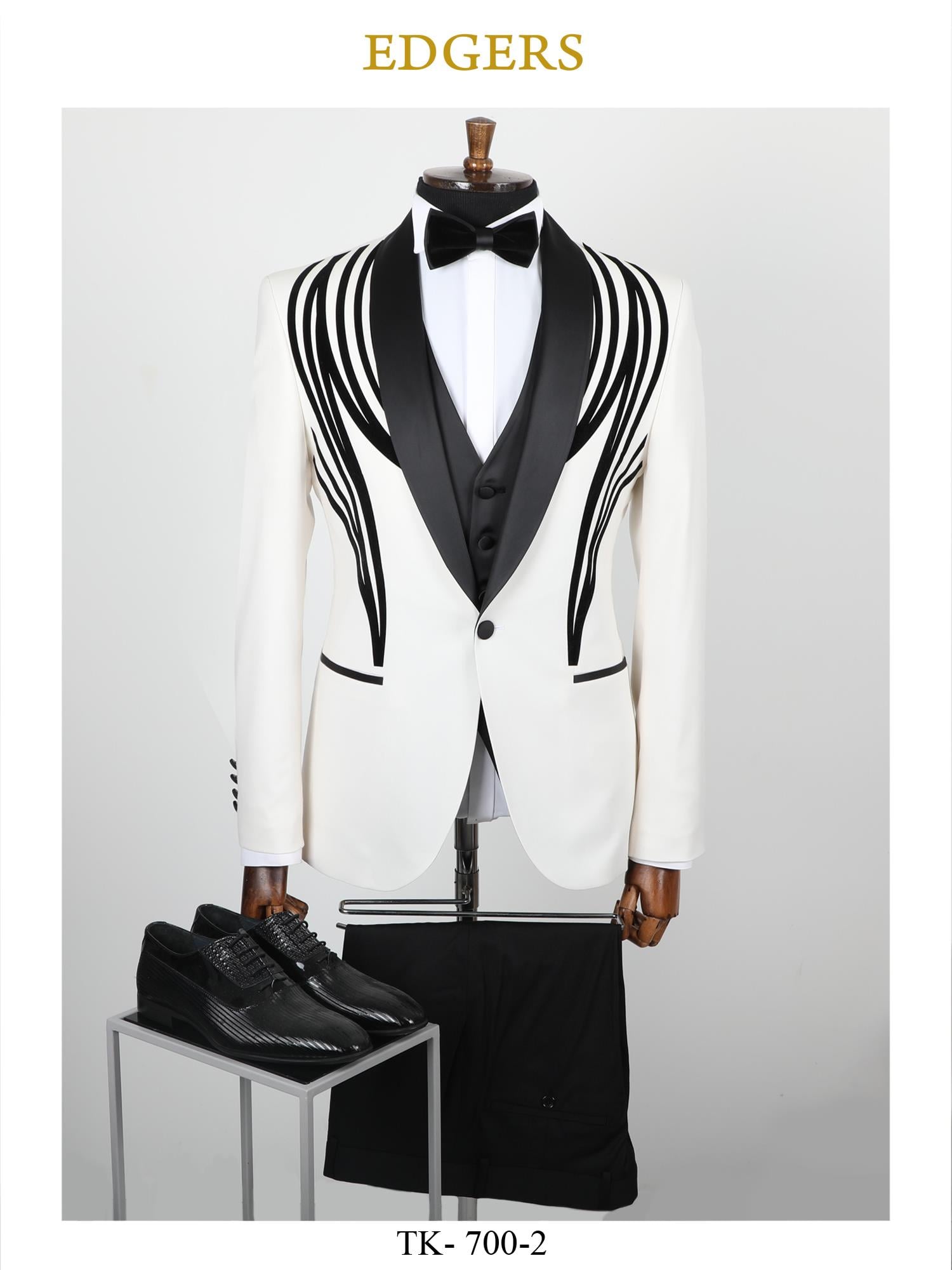 Edgers Tek Düğme Yelekli  Slim Fit Damatlık Takım HİM 700
