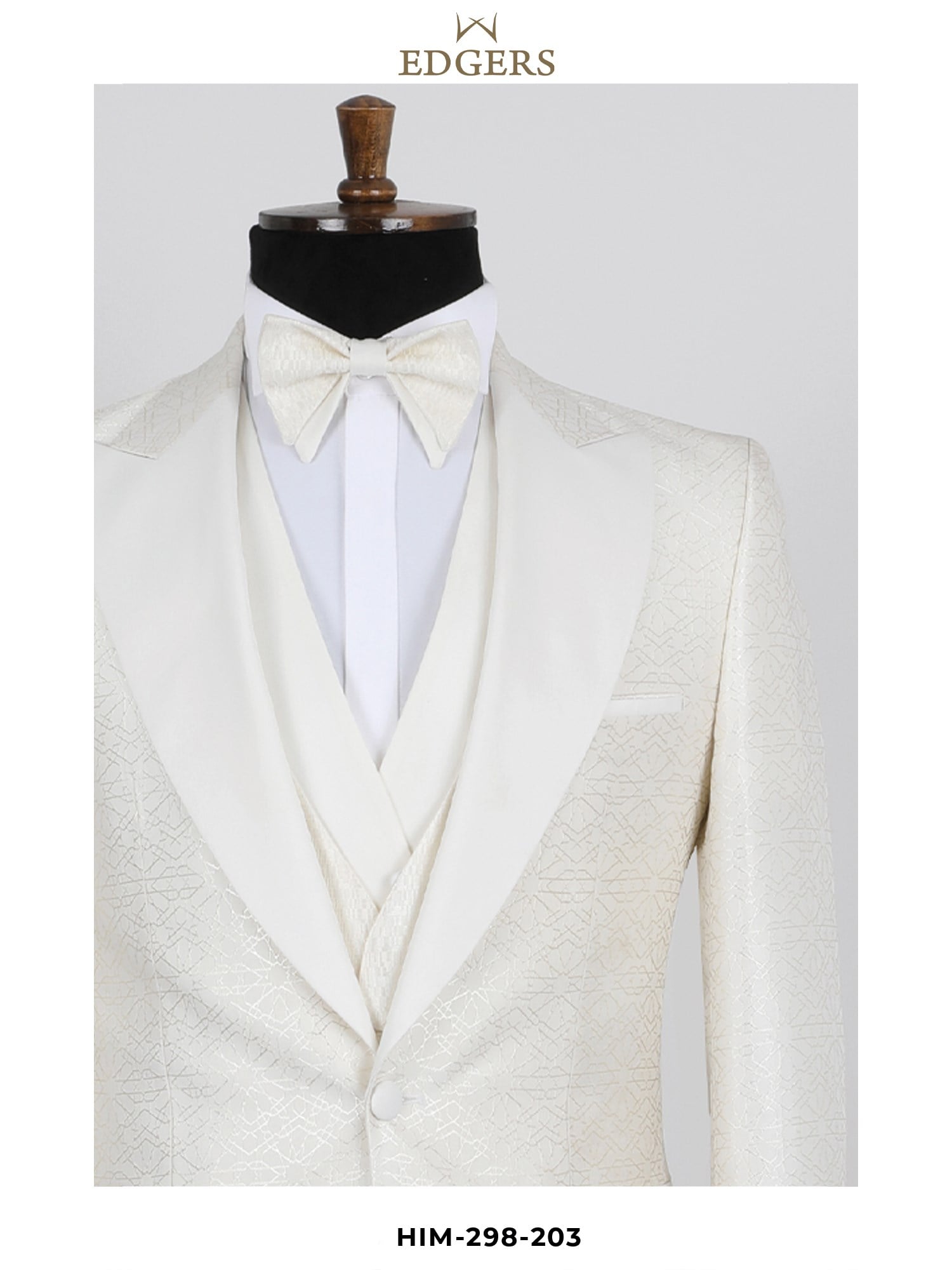 White Jacquard Tuxedo Suit Wholesale