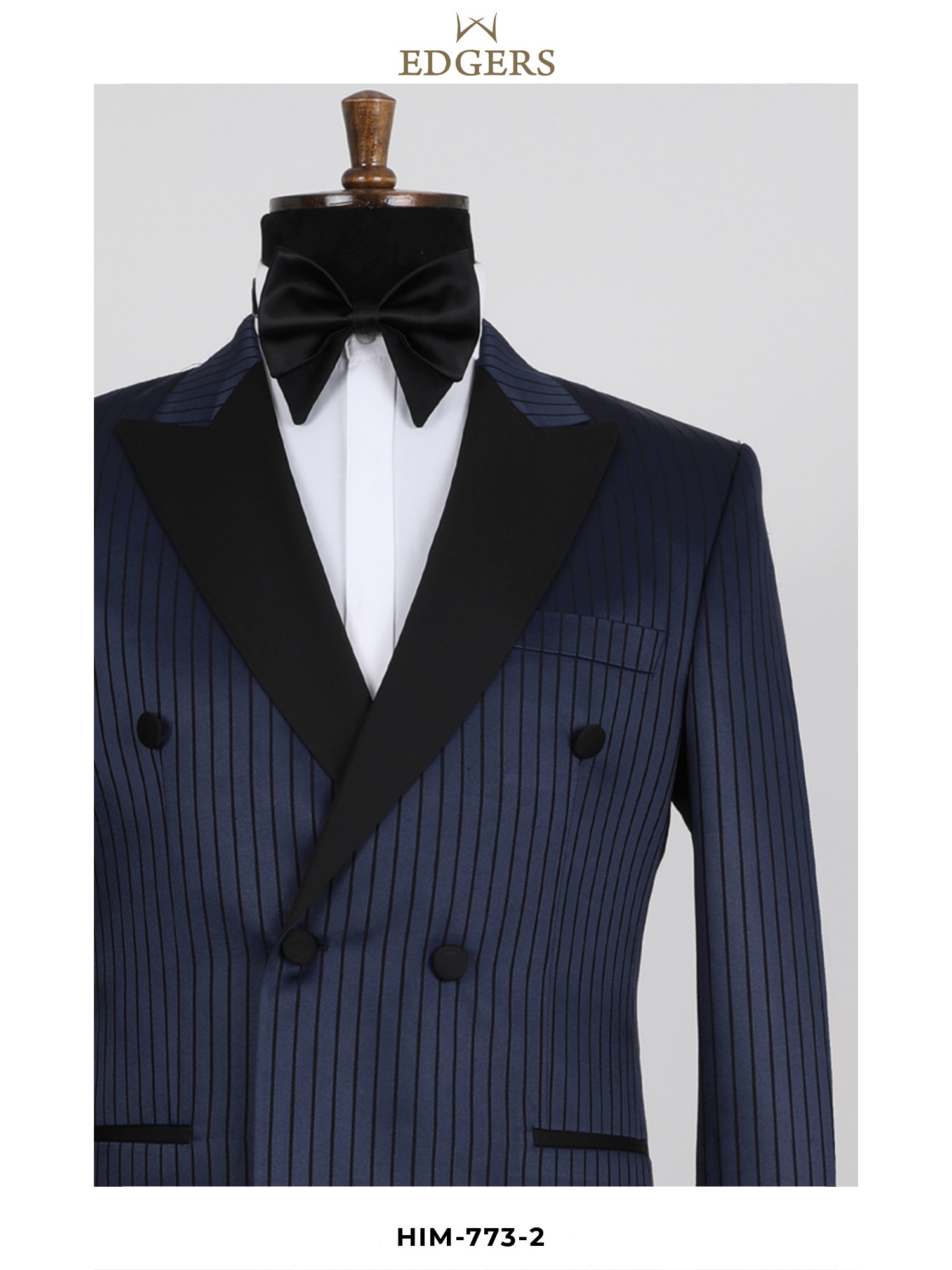 Navy-Blue Striped Slim Fit Tuxedo Wholesale 