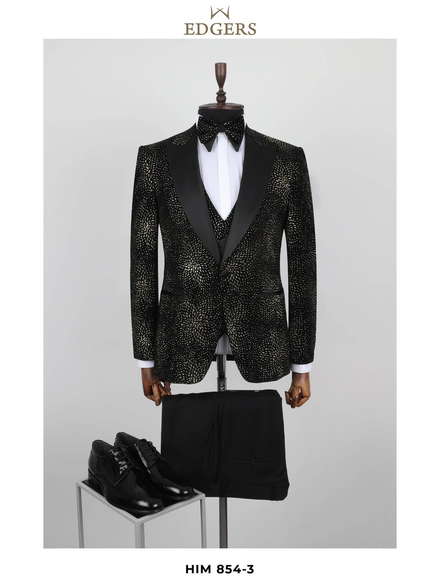Edgers Tek Düğme Yelekli  Slim Fit Damatlık Takım HİM 854