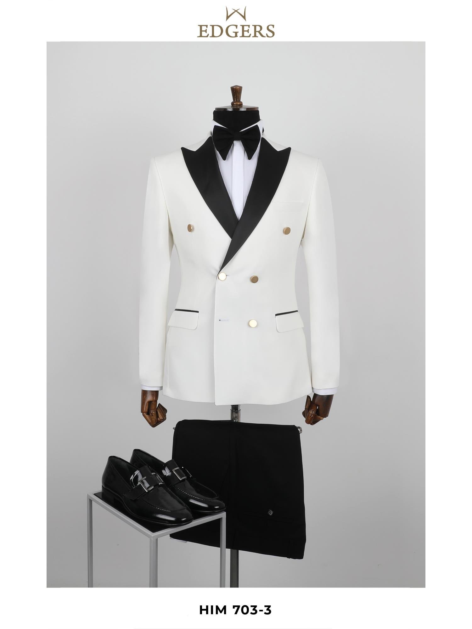 White Double Breasted Slim Fit Tuxedo Wholesale