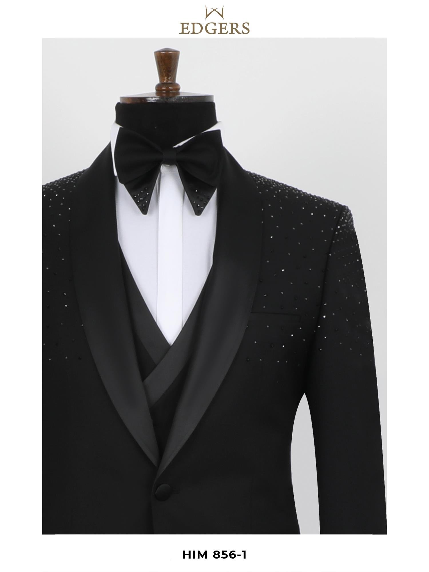 Edgers Tek Düğme Yelekli  Slim Fit Damatlık Takım HİM 856