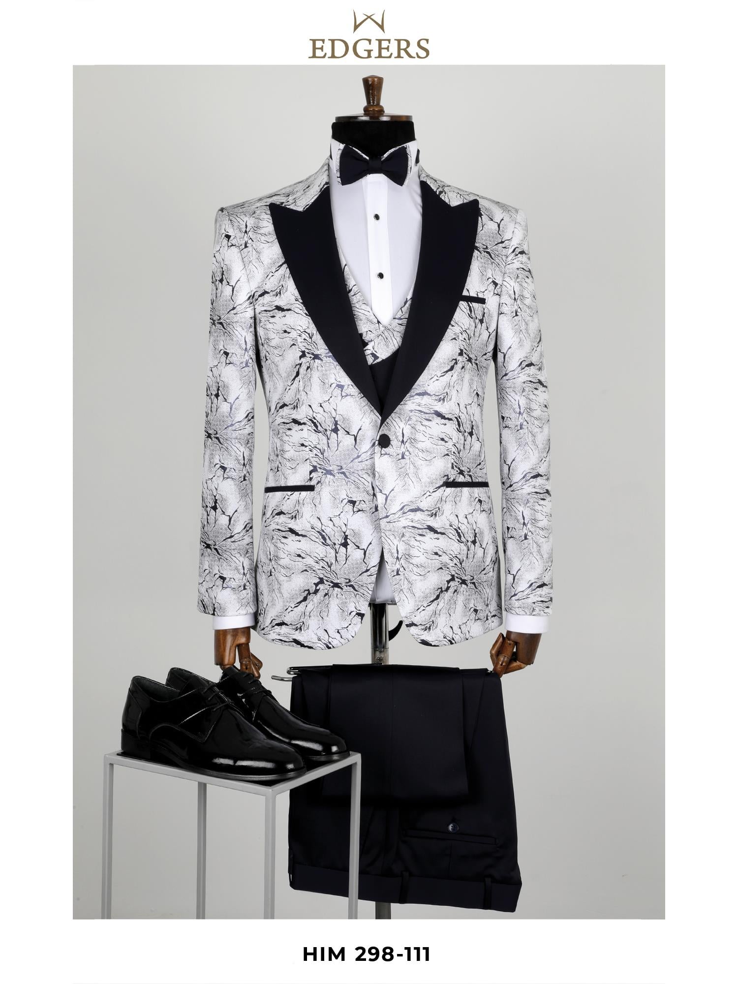 Edgers Tek Düğme Yelekli  Slim Fit Damatlık Takım HİM 298