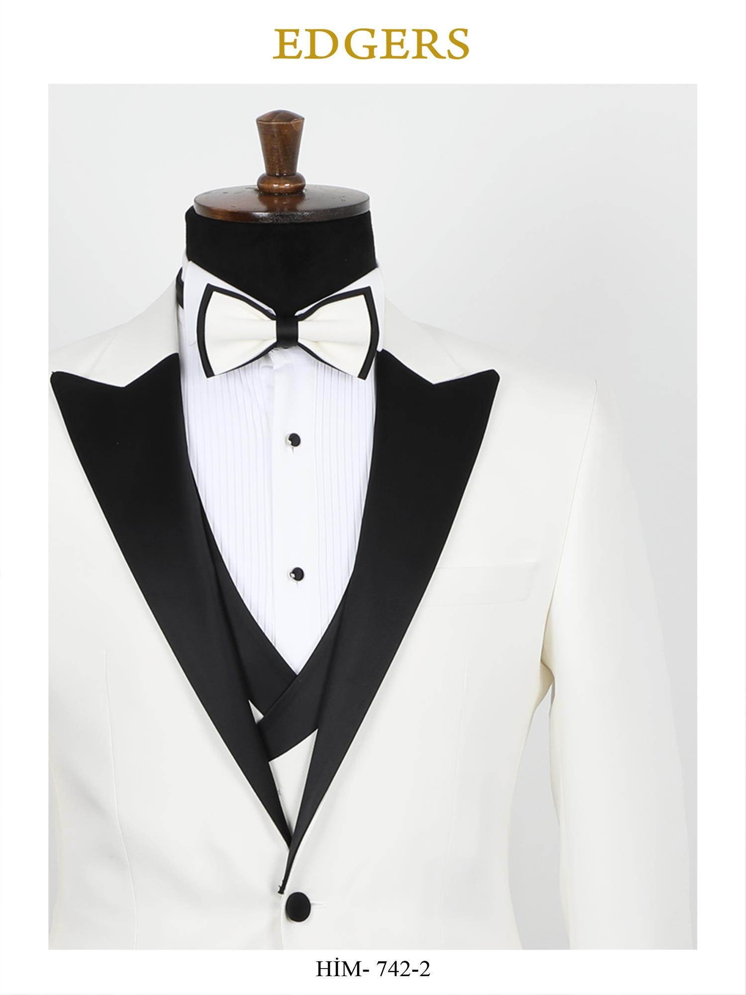 Edgers Tek Düğme Yelekli  Slim Fit Damatlık Takım HİM 742