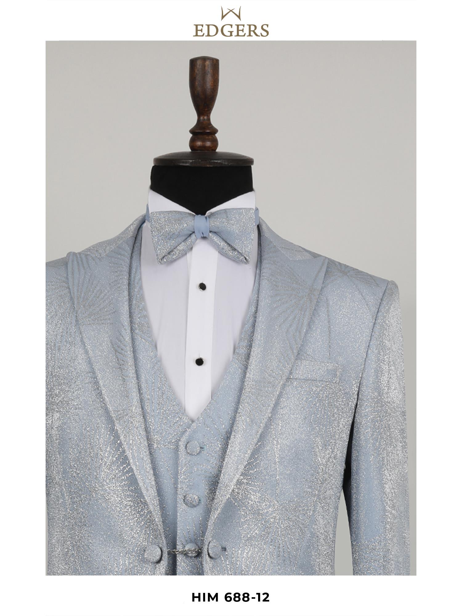 Edgers Tek Düğme Yelekli  Slim Fit Damatlık Takım HİM 688