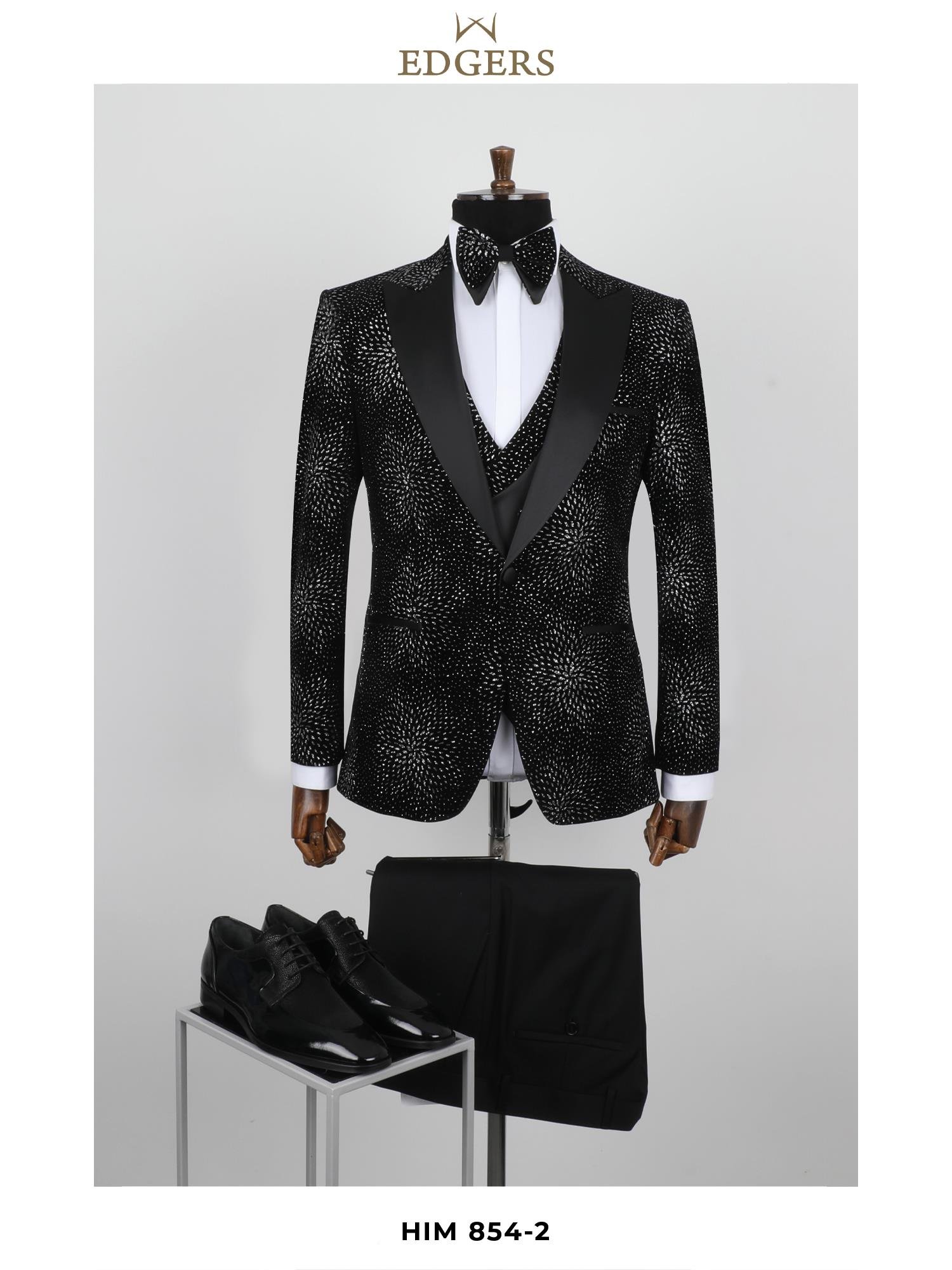 Edgers Tek Düğme Yelekli  Slim Fit Damatlık Takım HİM 854