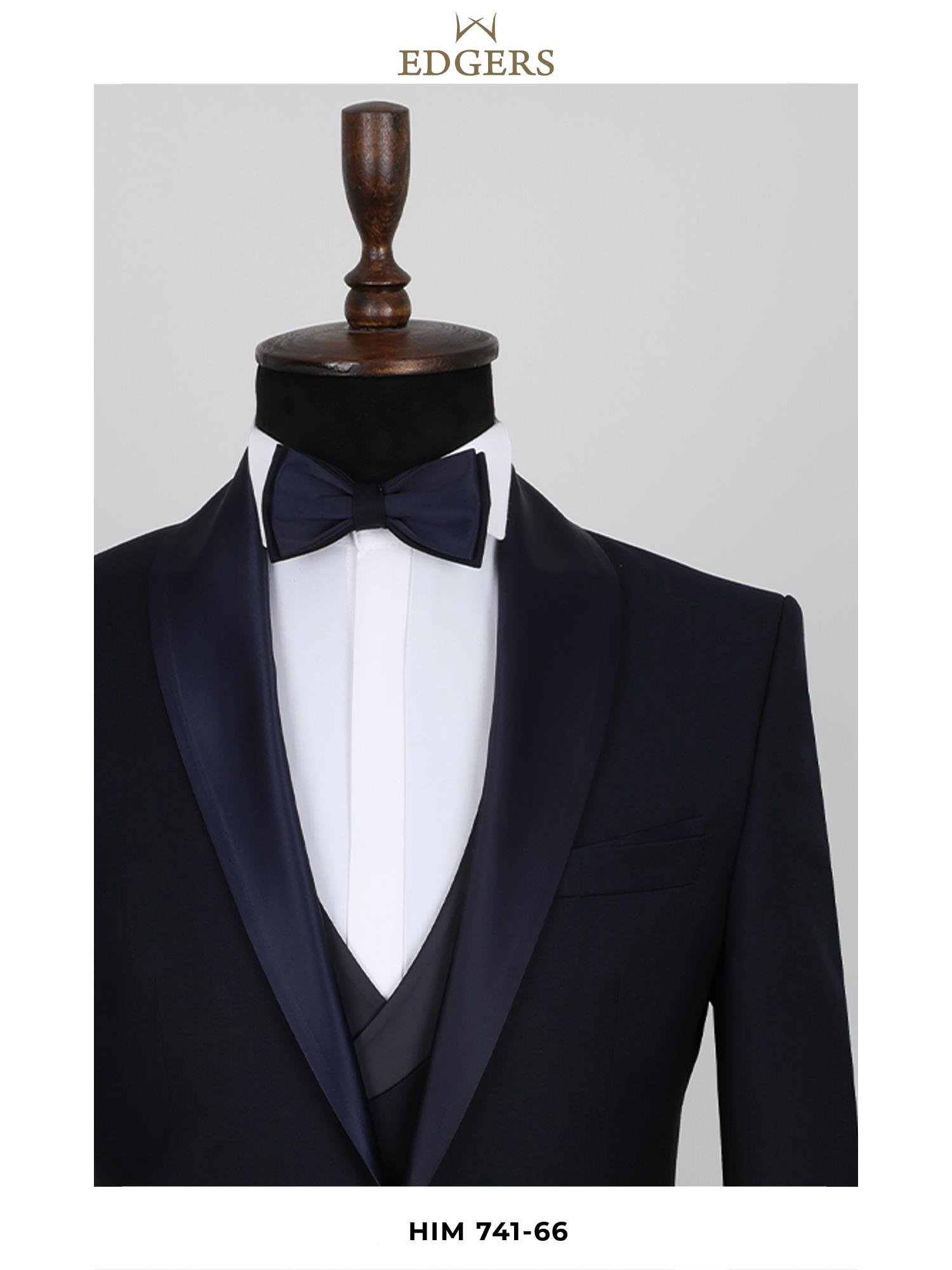 Edgers Tek Düğme Yelekli  Slim Fit Damatlık Takım HİM 741