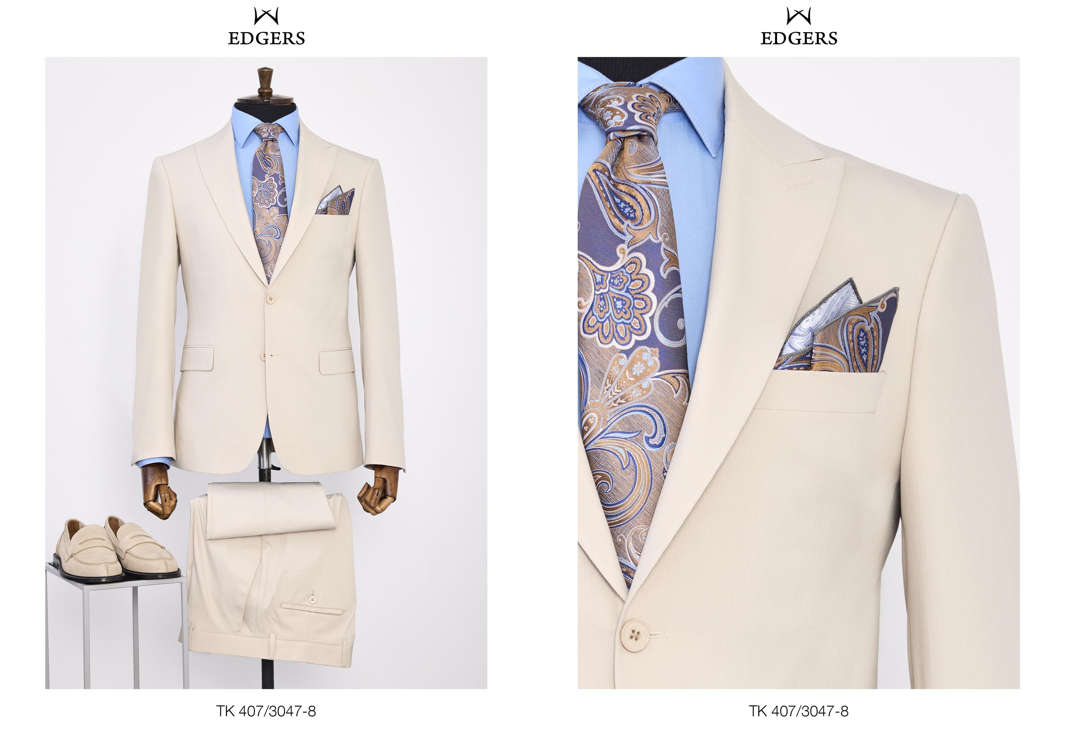 Edgers Tek Düğme Yelekli  Slim Fit Takım Elbise TK 407-3047