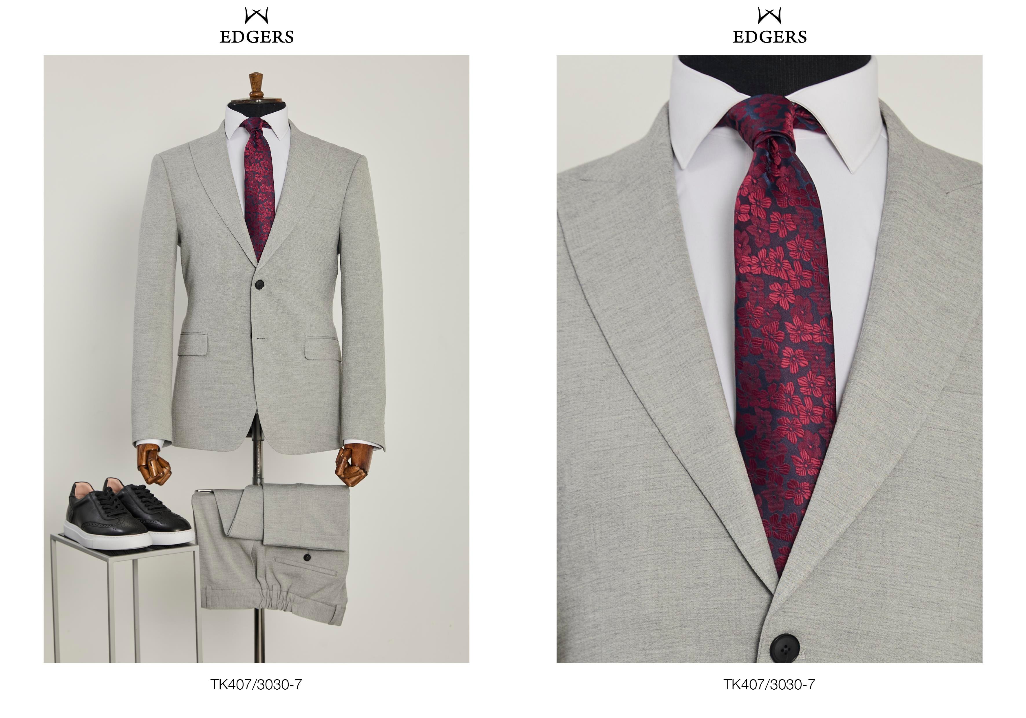 Edgers Tek Düğme Yelekli  Slim Fit Takım Elbise TK 407-3030