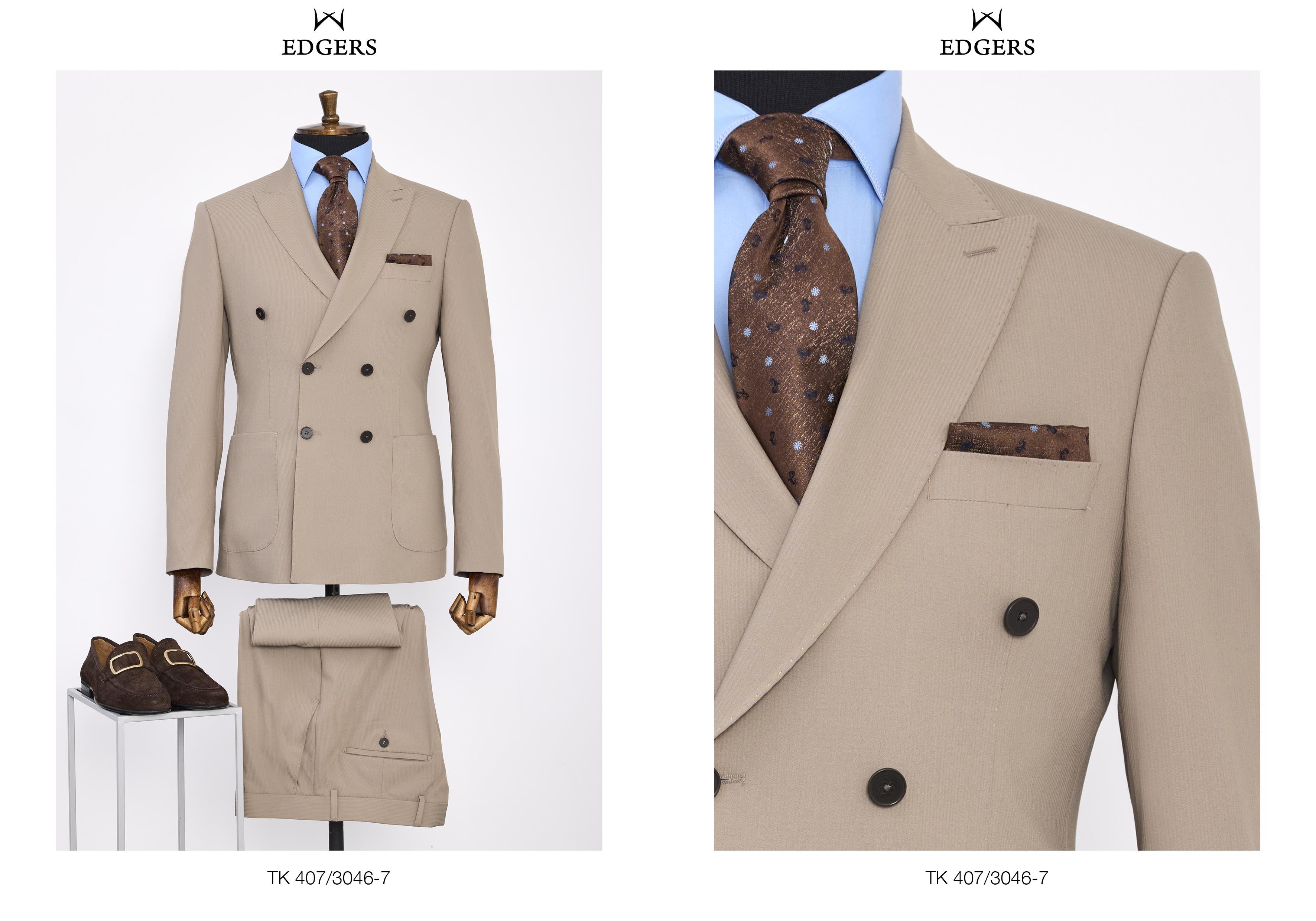 Edgers Tek Düğme Yelekli  Slim Fit Takım Elbise TK 407-3046