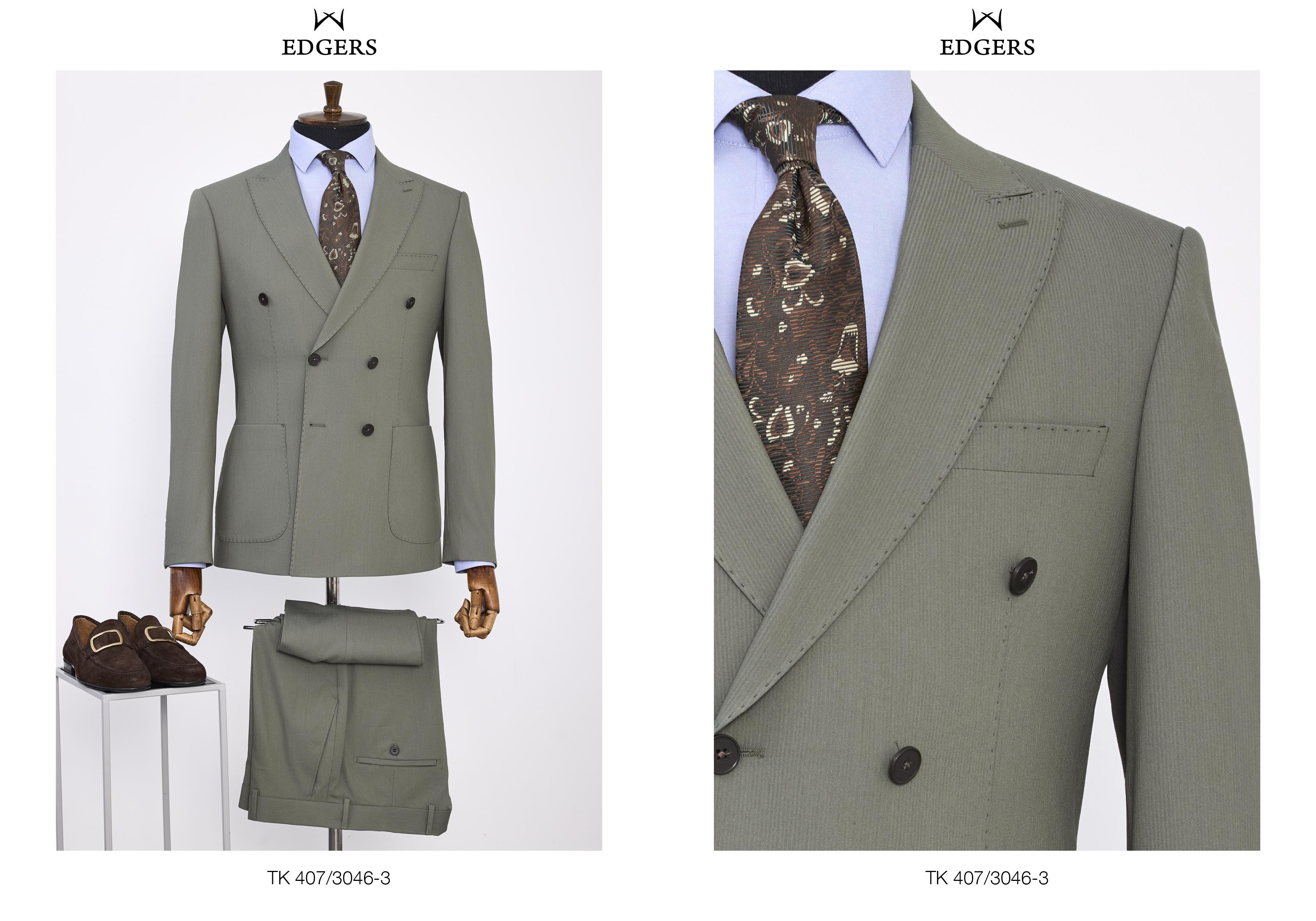 Edgers Tek Düğme Yelekli  Slim Fit Takım Elbise TK 407-3046