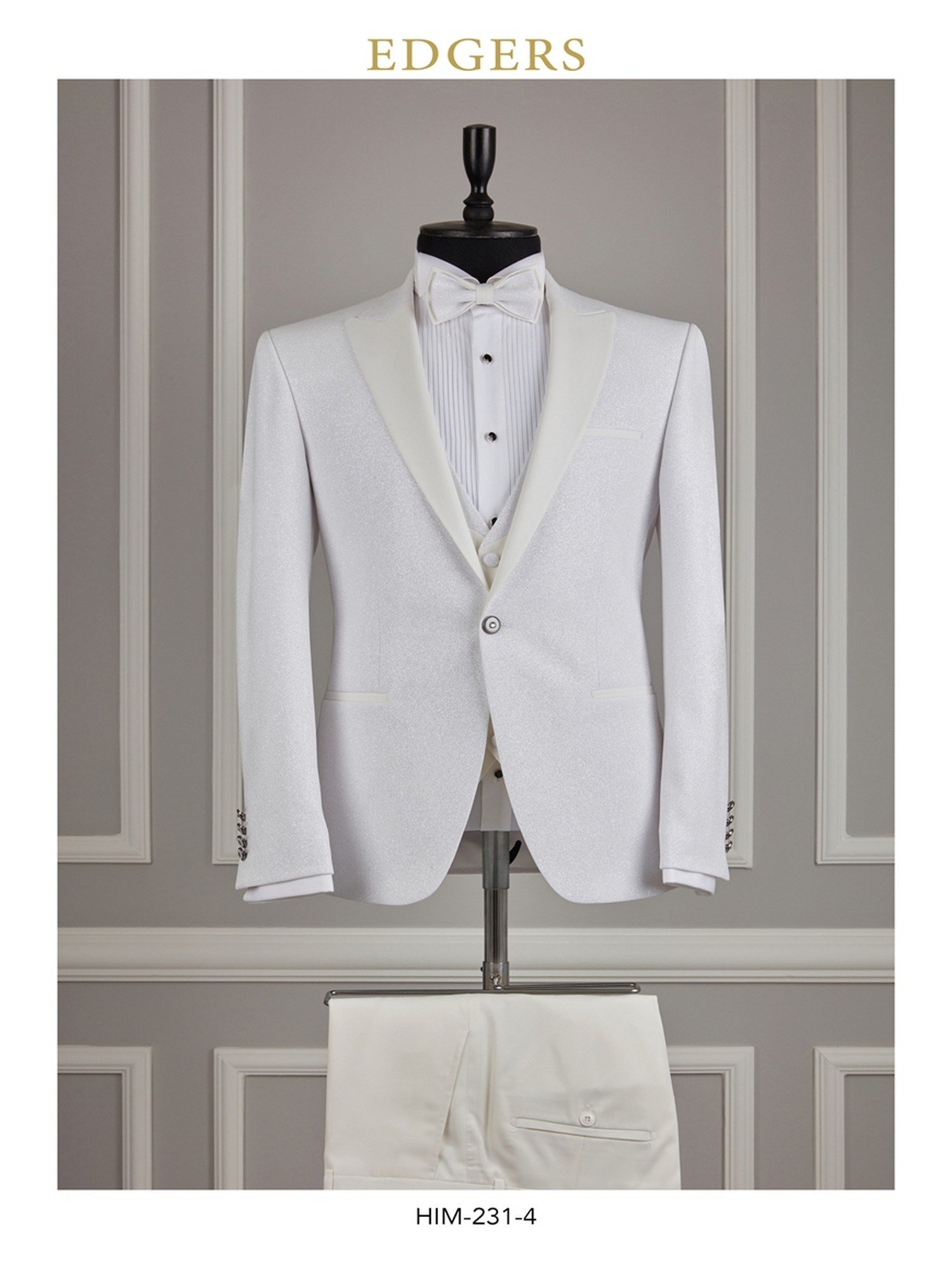 Sparkly White Slim Fit Wedding Suit Wholesale