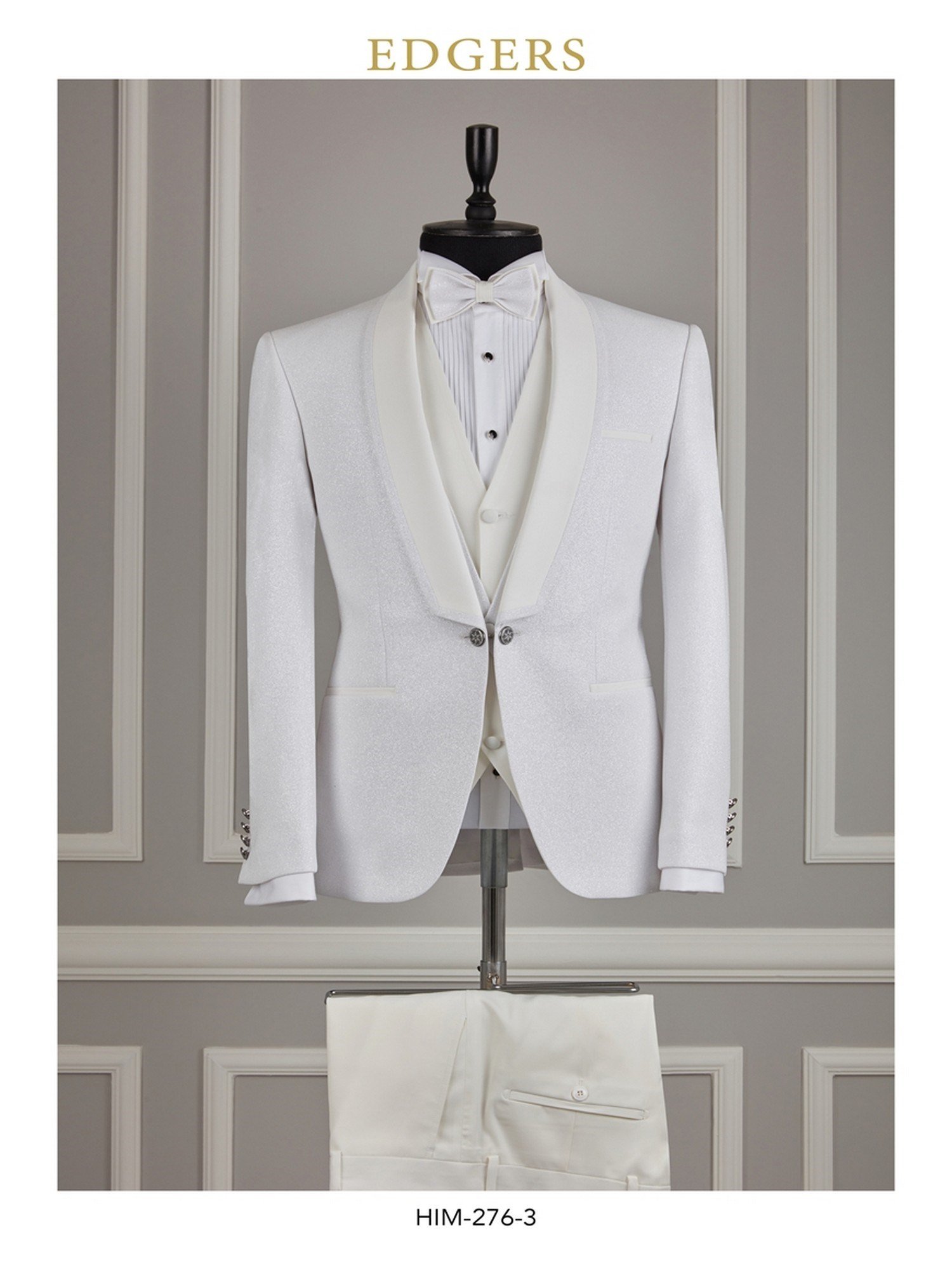 White Sparkly Slim Fit Wedding Suit Wholesale