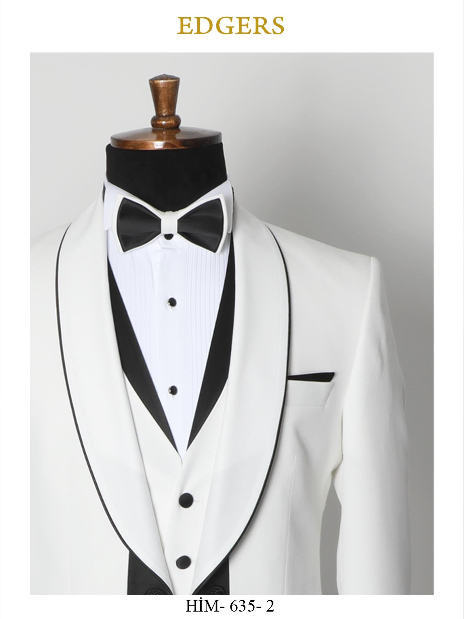 Single Breasted Vested White Slim Fit Groom Suit Wholesale