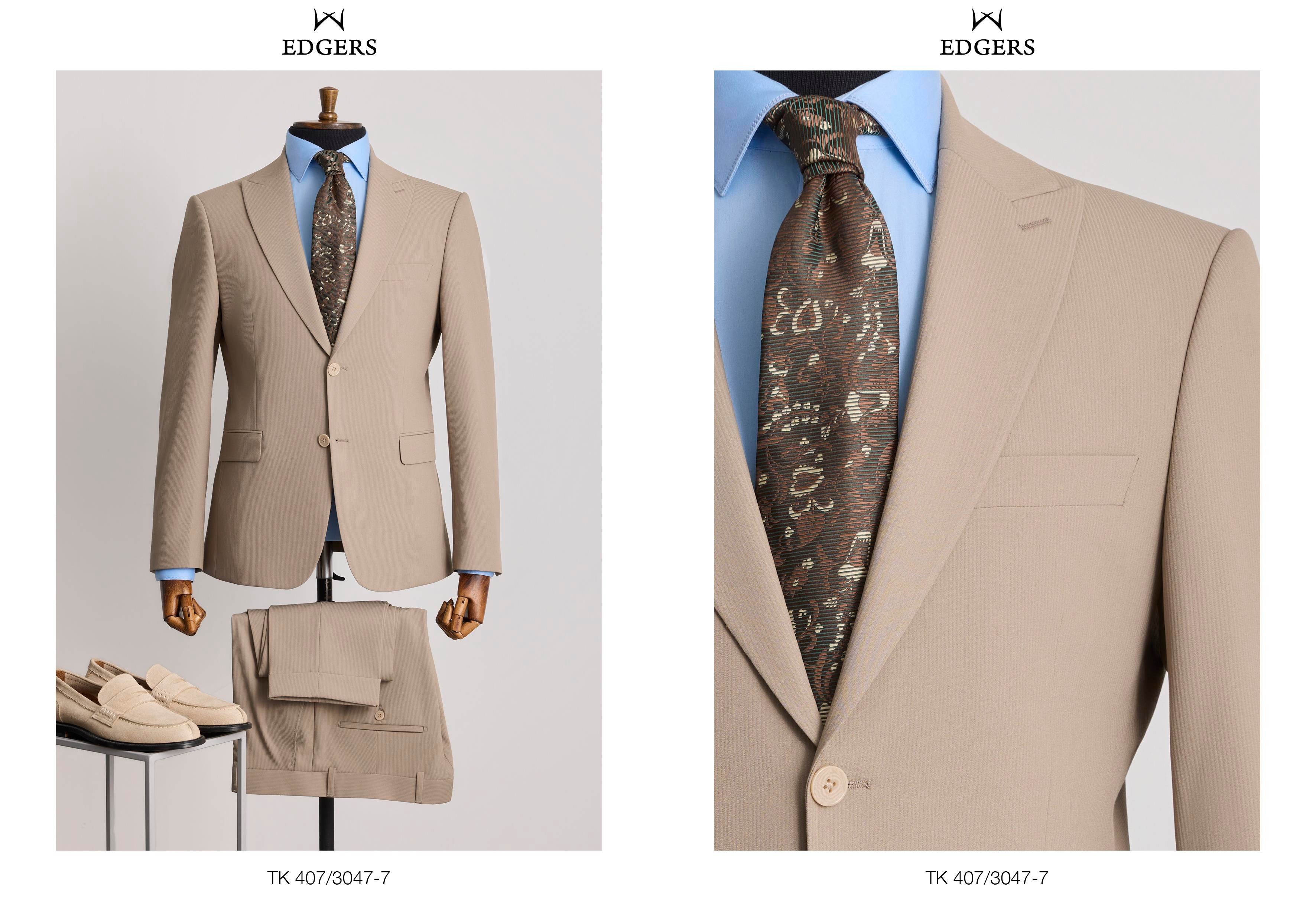 Edgers Tek Düğme Yelekli  Slim Fit Takım Elbise TK 407-3047