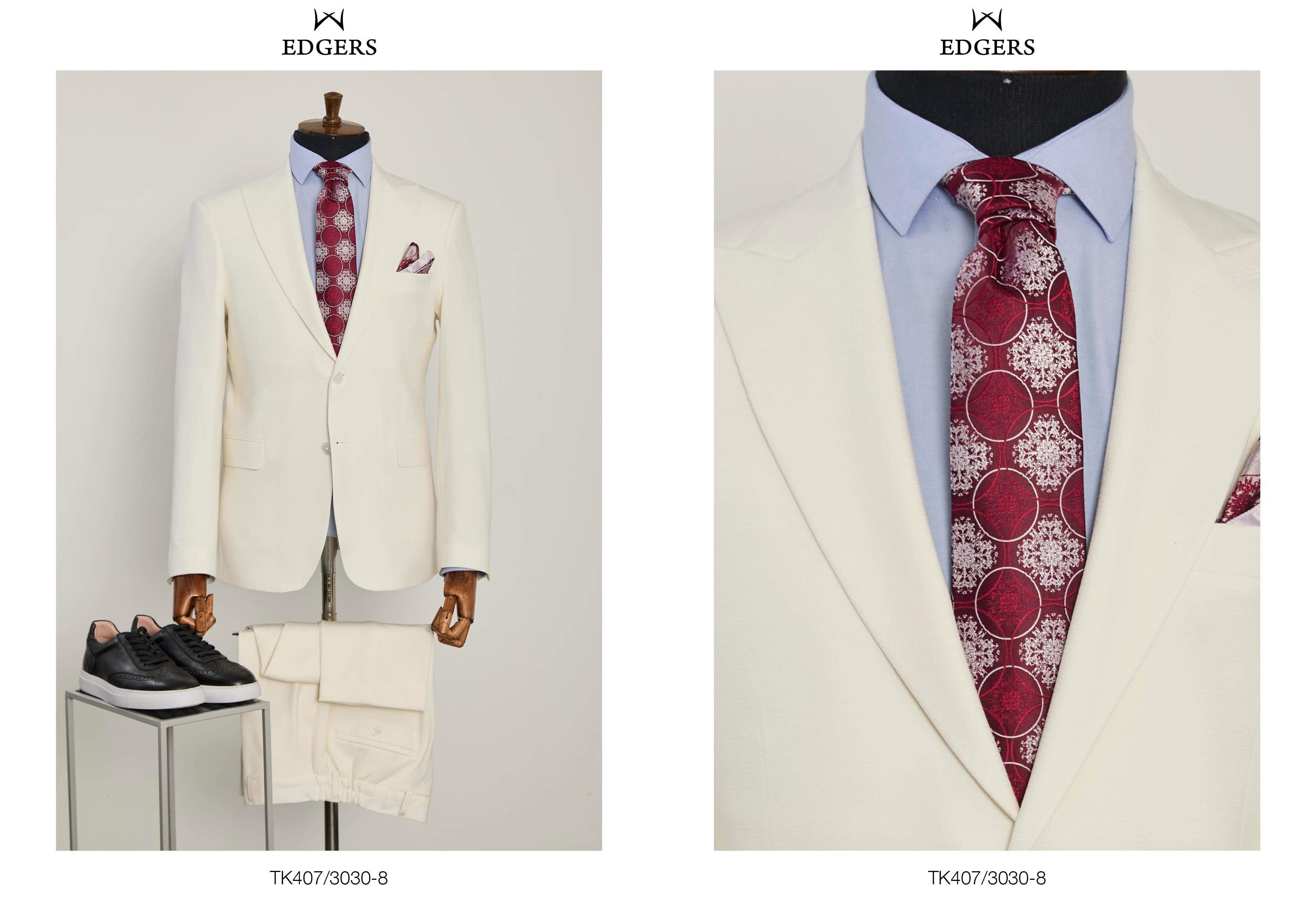 Edgers Tek Düğme Yelekli  Slim Fit Takım Elbise TK 407-3030