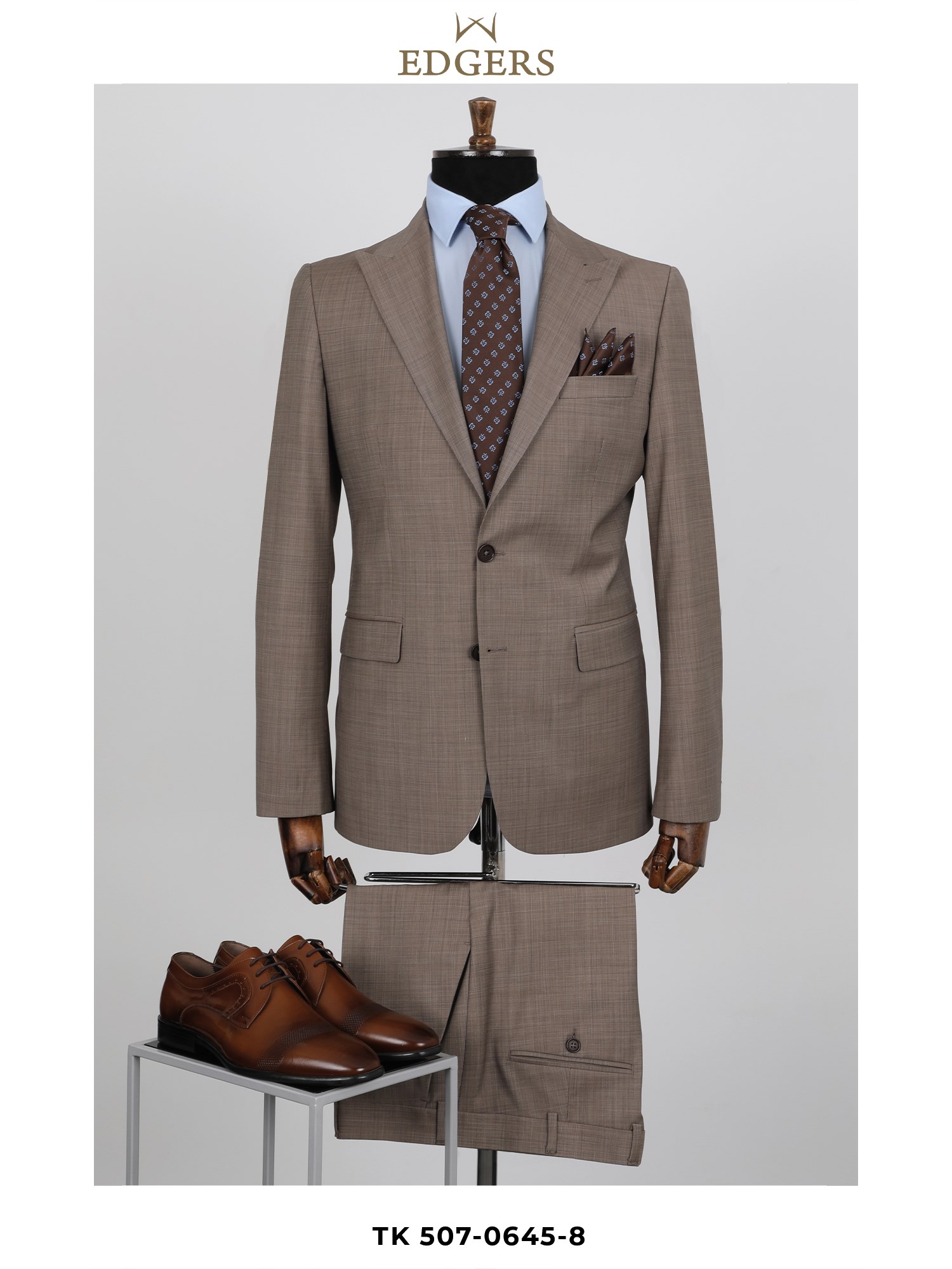 Wool Slim Fit Dark Beige Suit Wholesale