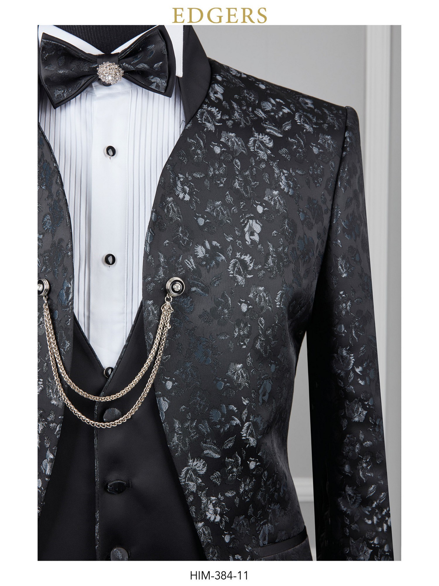 Slim Fit Black Patterned Tuxedo Wholesale
