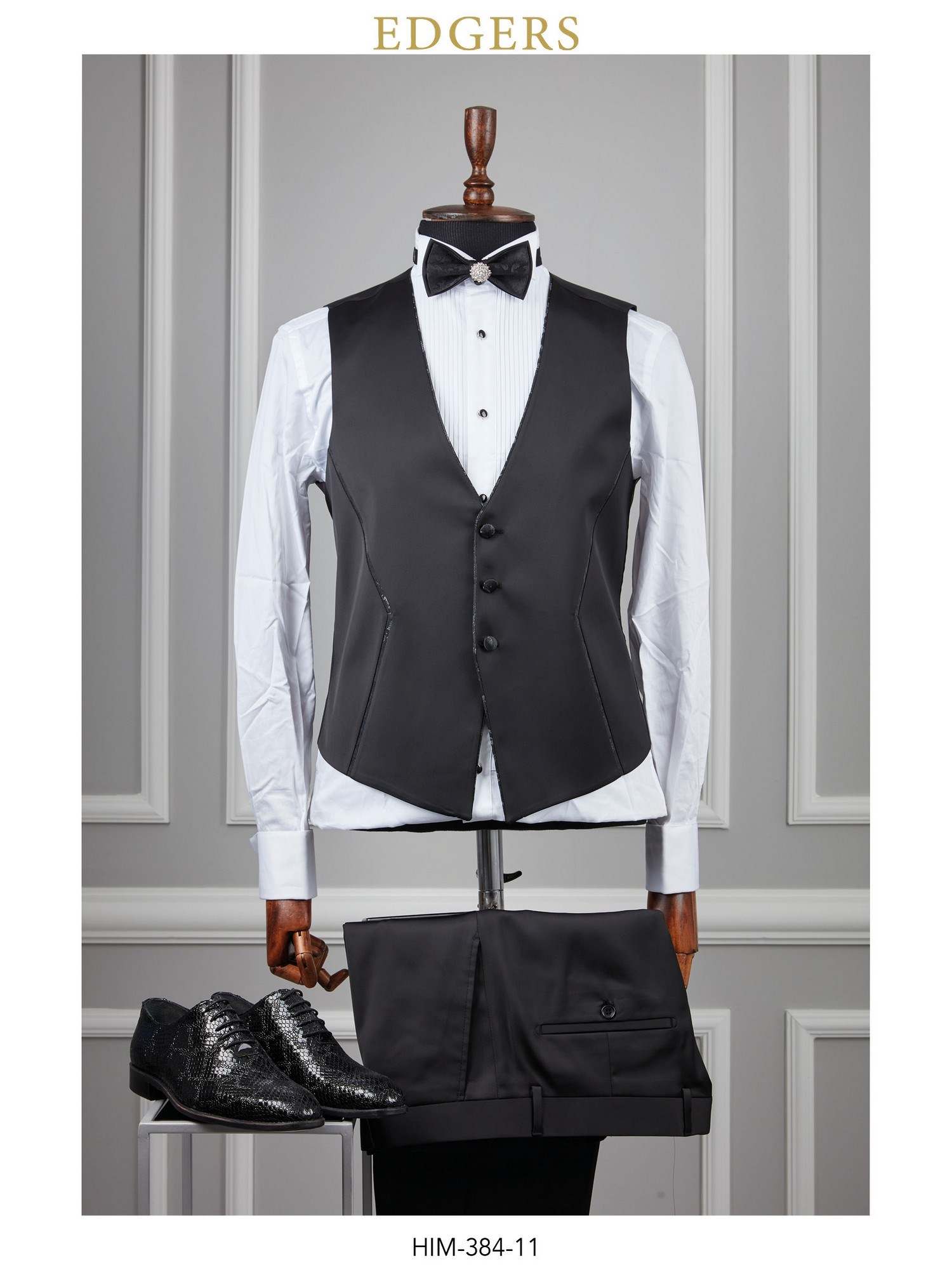 Slim Fit Black Patterned Tuxedo Wholesale
