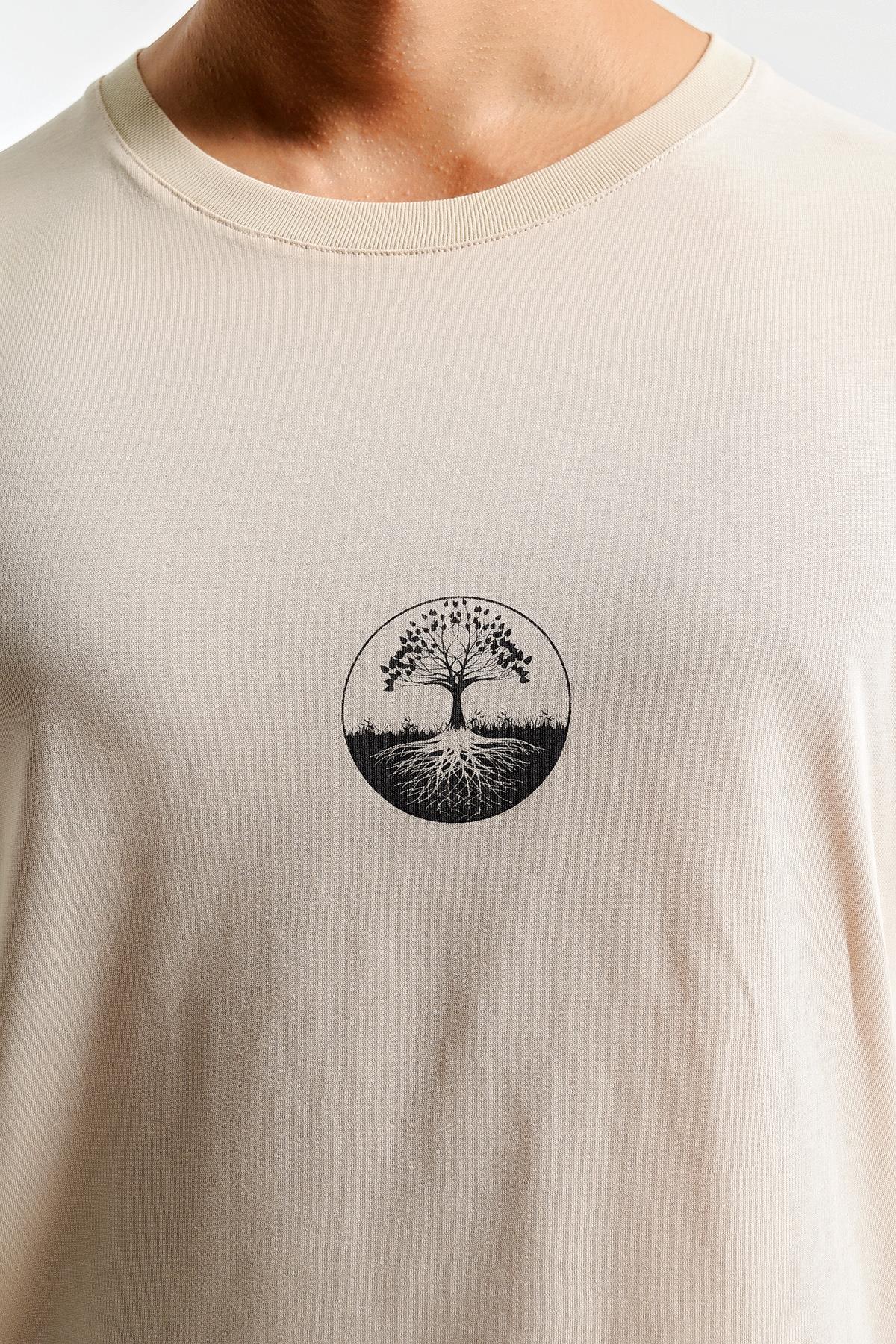 Baskılı Desen Bisiklet Yaka Oversize T-Shirt