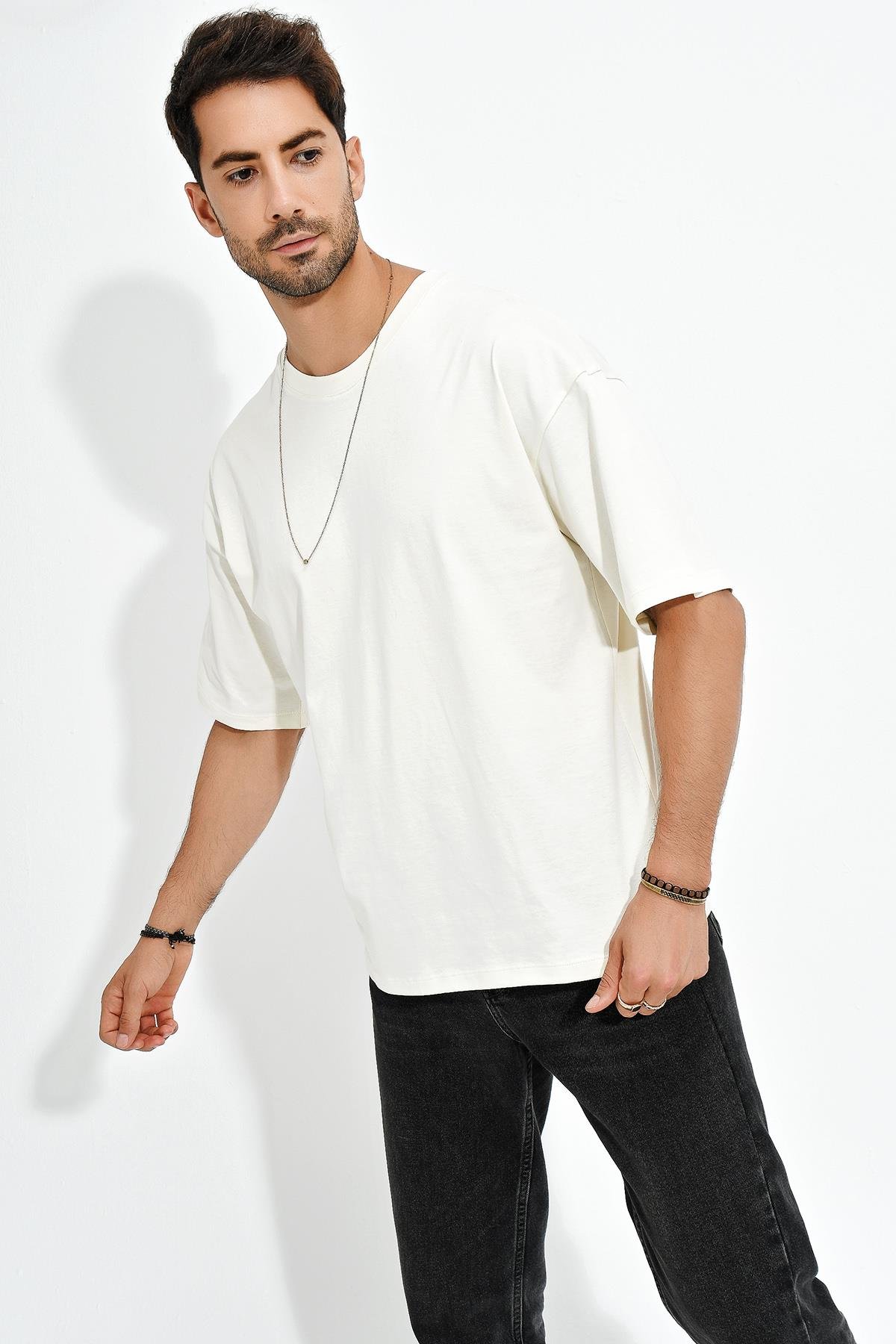 Baskılı Desen Bisiklet Yaka Oversize T-Shirt